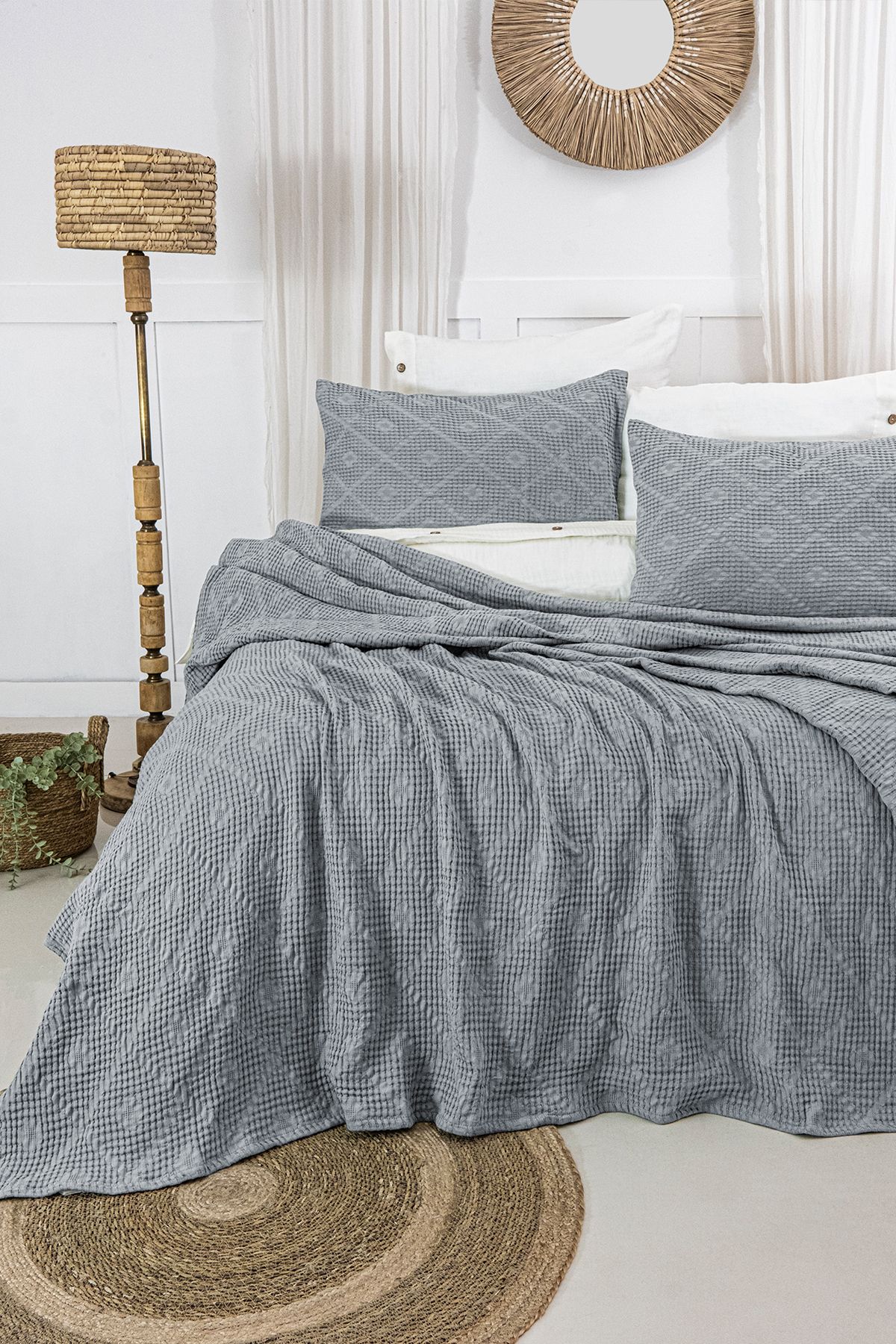 SOFTKİSS SALSA ÇİFT KİŞİLİK YATAK ÖRTÜSÜ 240x260 Cm.GRİ