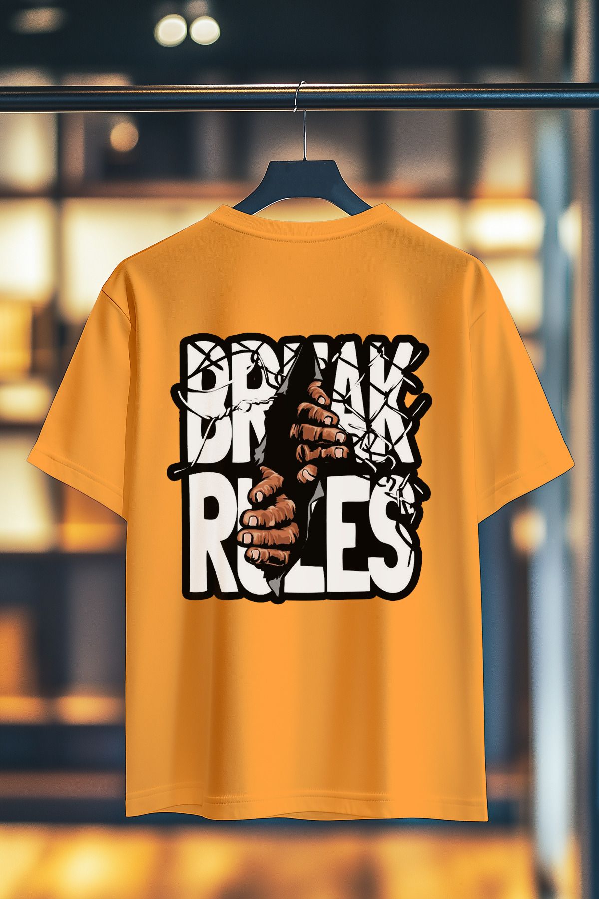 BookOrBook Break Rules %100 Pamuk Premium Kalite Sırt Baskılı T-Shirt