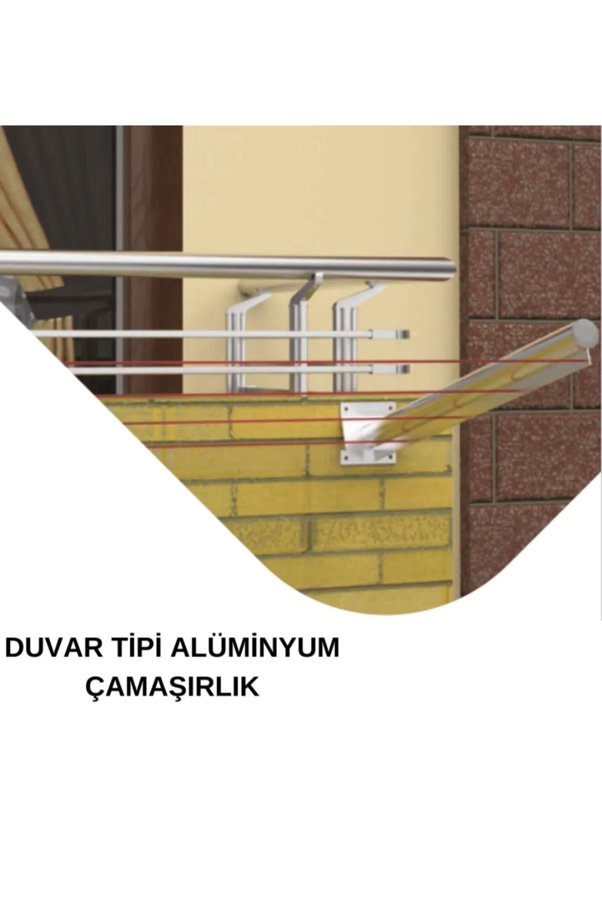 ÇETİNEL METAL Duvar Tipi Aliminyum Balkon Çamaşır Askısı Çamaşırlık