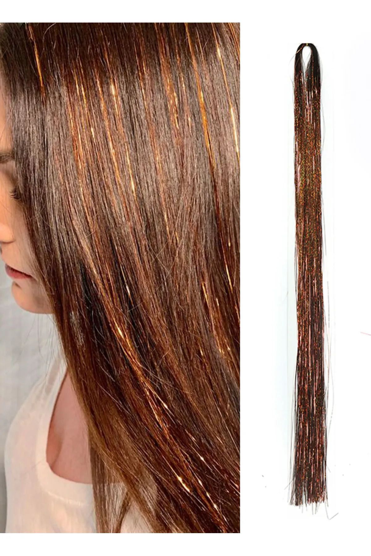 minibuki 1 Paket Tinsel Simli Saç Aksesuarı Saç Işıltısı Hair Tinsel Postiş