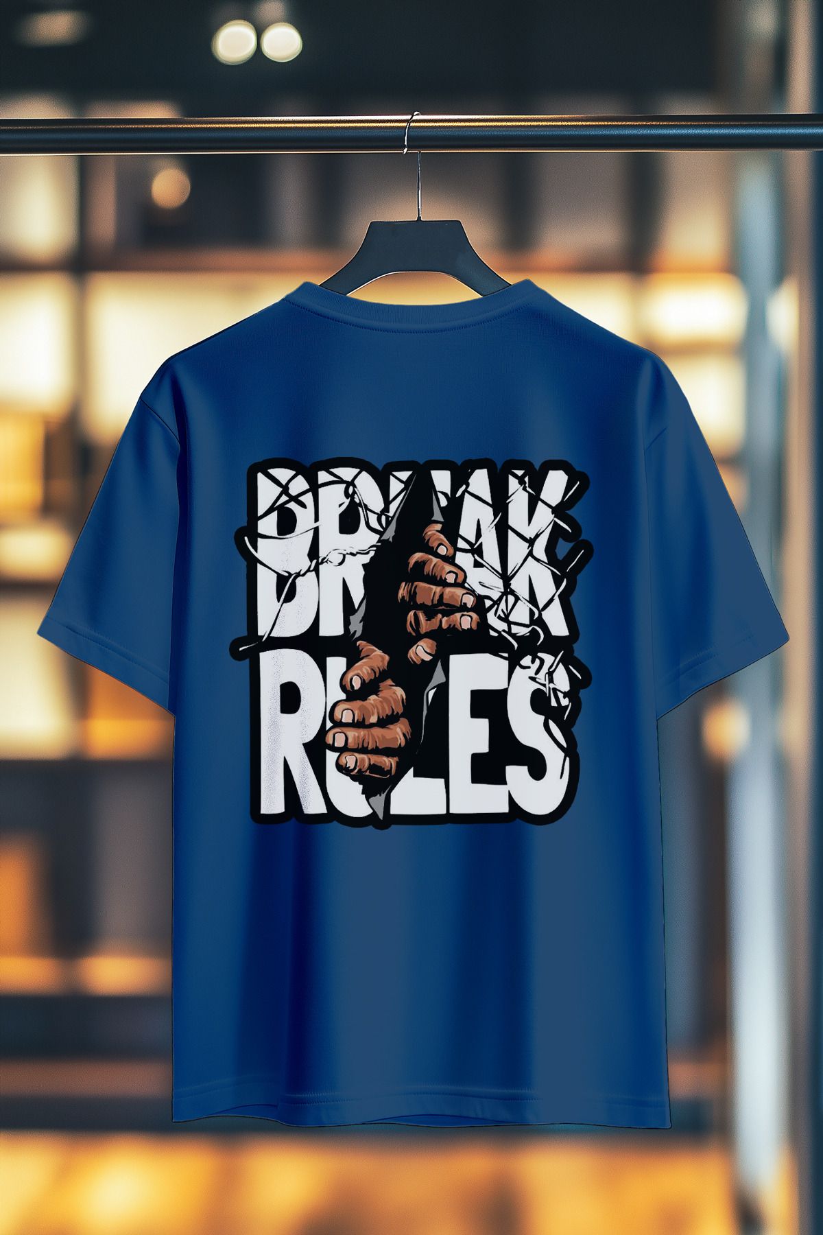 BookOrBook Break Rules %100 Pamuk Premium Kalite Sırt Baskılı T-Shirt