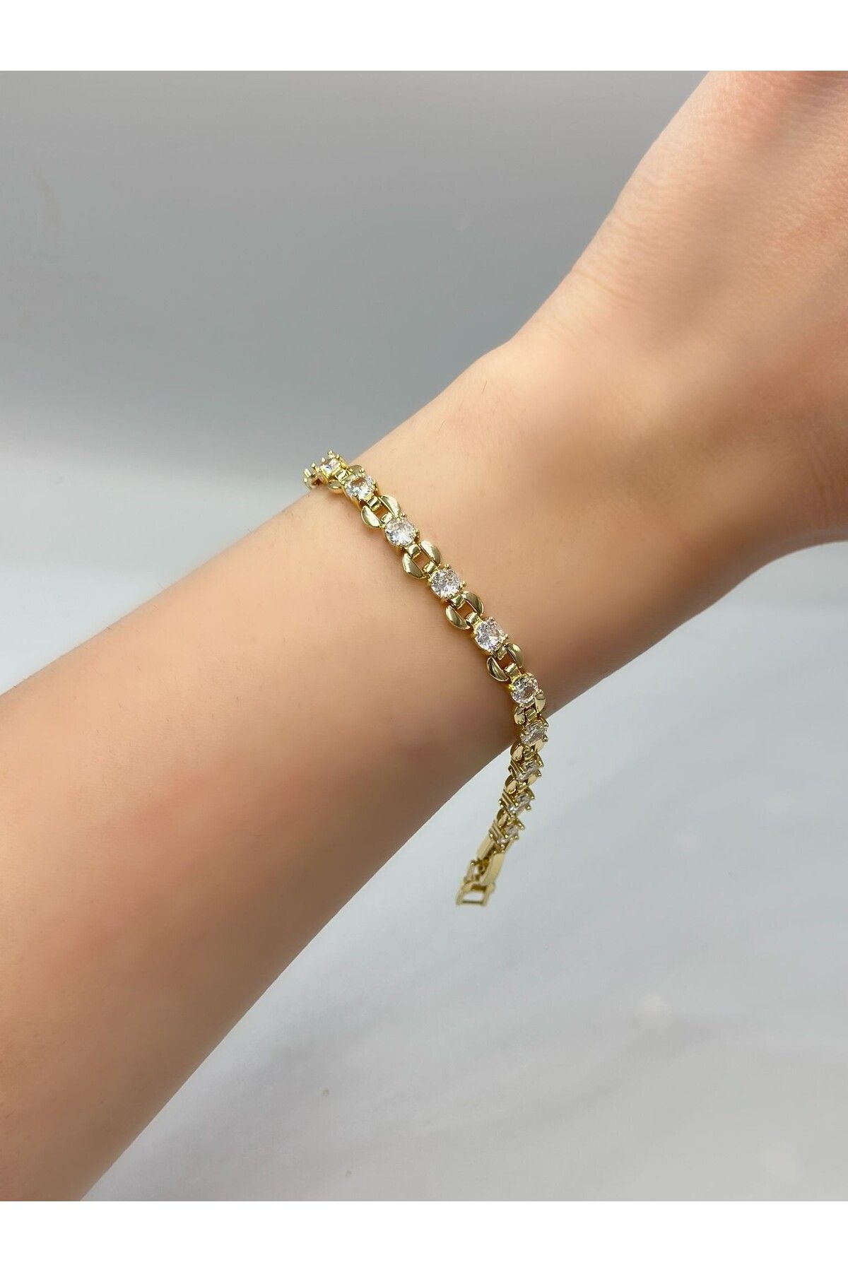MyladyAccessoriess Tek Taş Detaylı Zincir Çelik Bileklik