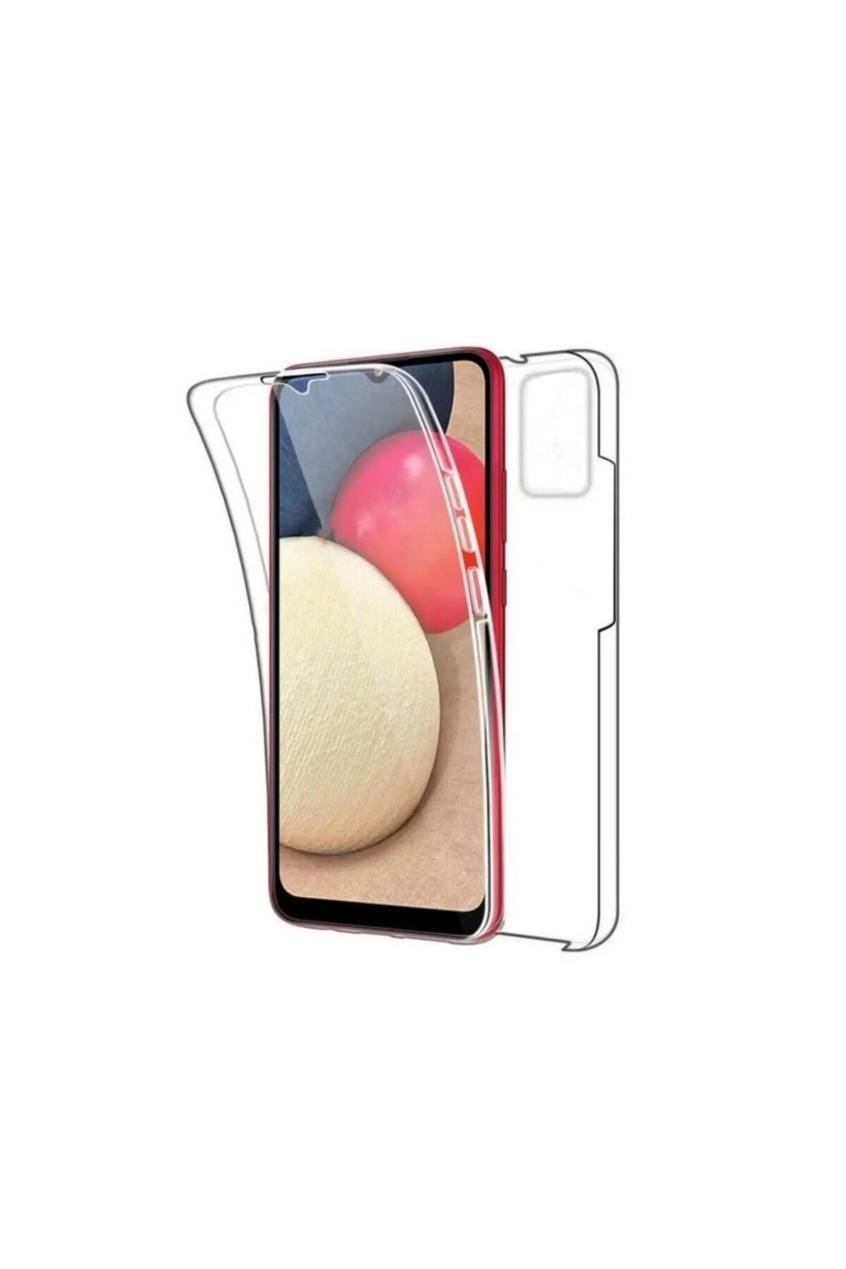 Apsuwa Samsung Galaxy A04s uyumlu Kılıf Ön Arka 360 Koruma Arka Sert Mika Ön Silikon Şeffaf