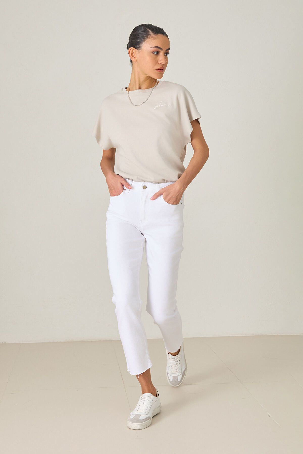 Amia&Co. Bej Normal Bel Casual Jean