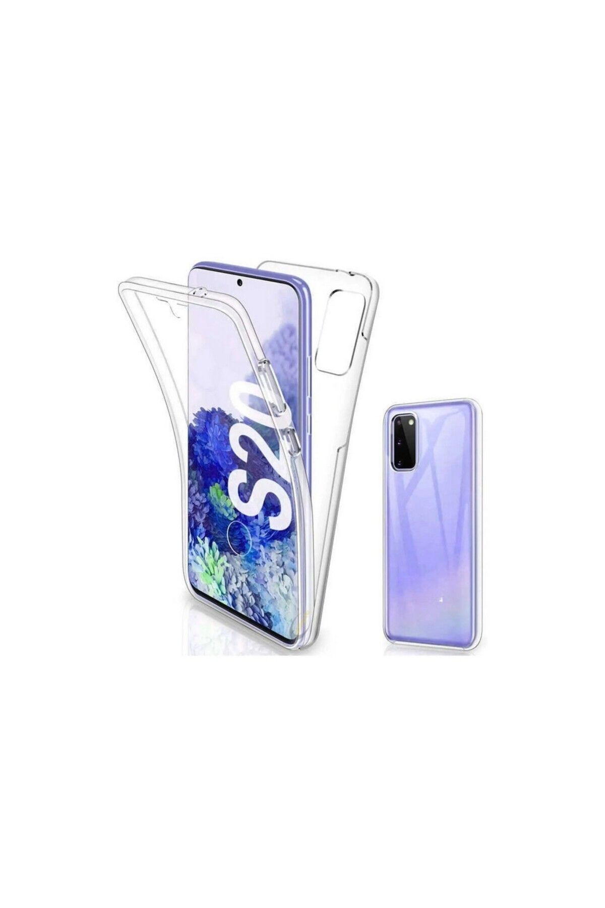 Apsuwa Samsung Galaxy S20 uyumlu Kılıf Ön Arka 360 Koruma Arka Sert Mika Ön Silikon Şeffaf