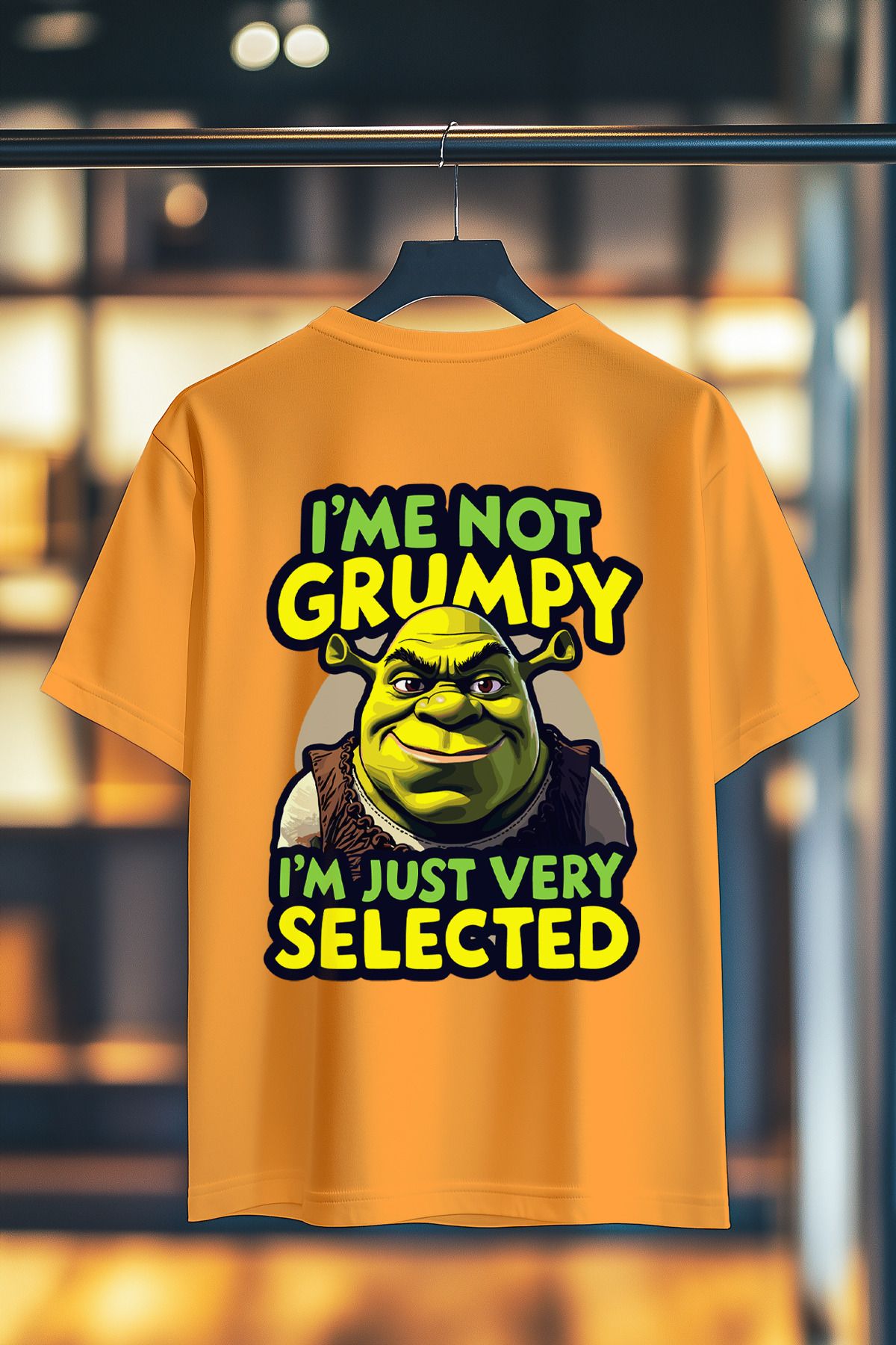 BookOrBook Shrek Im not Grumpy %100 Pamuk Premium Kalite Sırt Baskılı T-Shirt