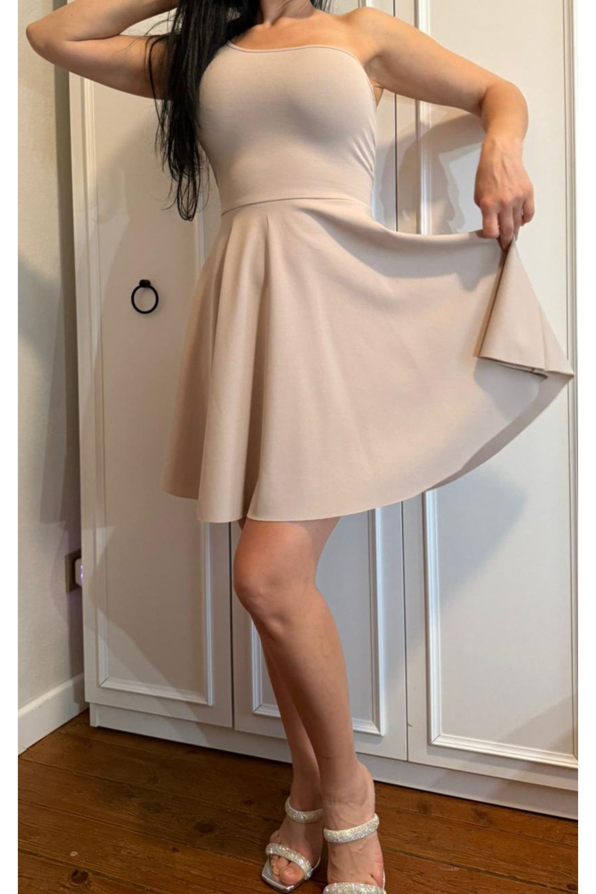 Lovely butik KADIN YARIM OMUZ KISA ELBİSE