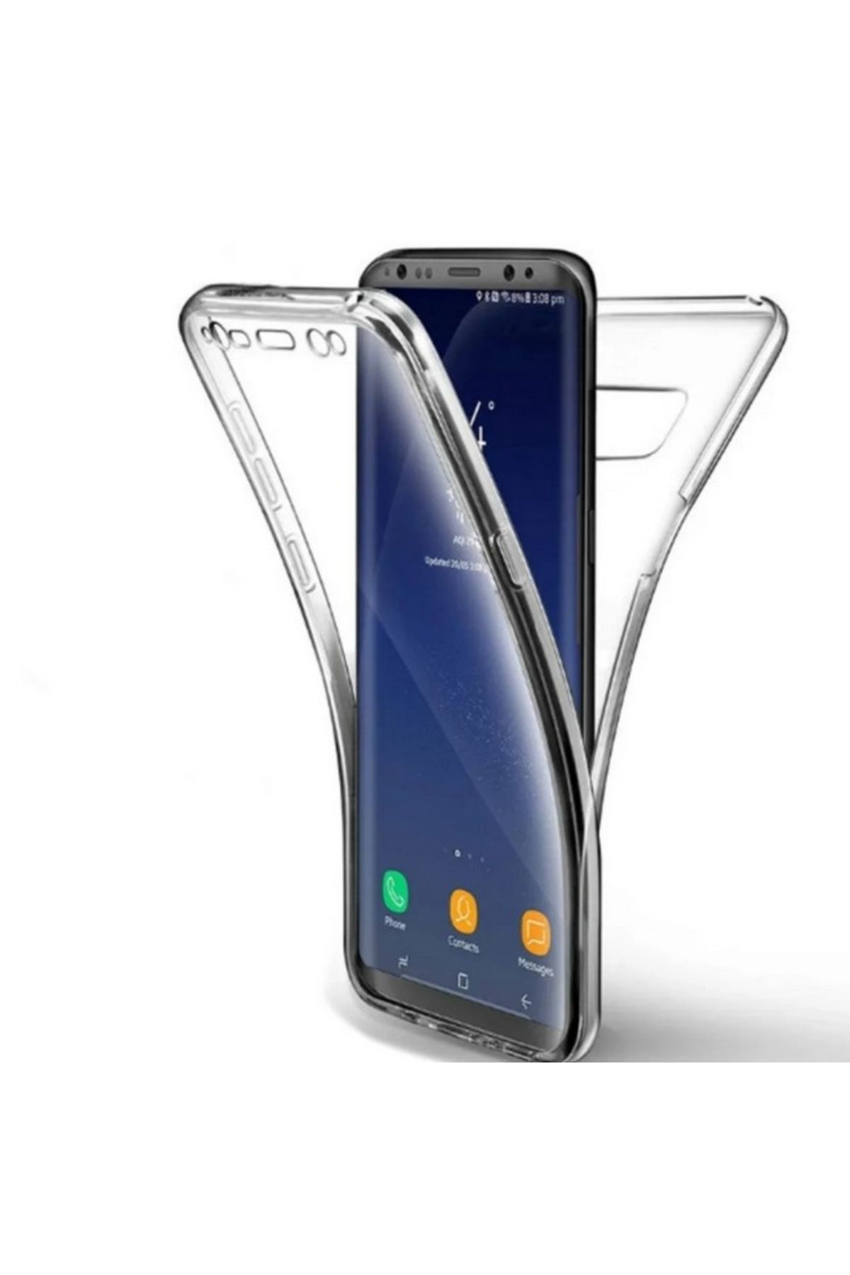 KılıfShop Samsung Galaxy Note 8 uyumlu Kılıf Ön Arka 360 Koruma Arka Sert Mika Ön Silikon Şeffaf