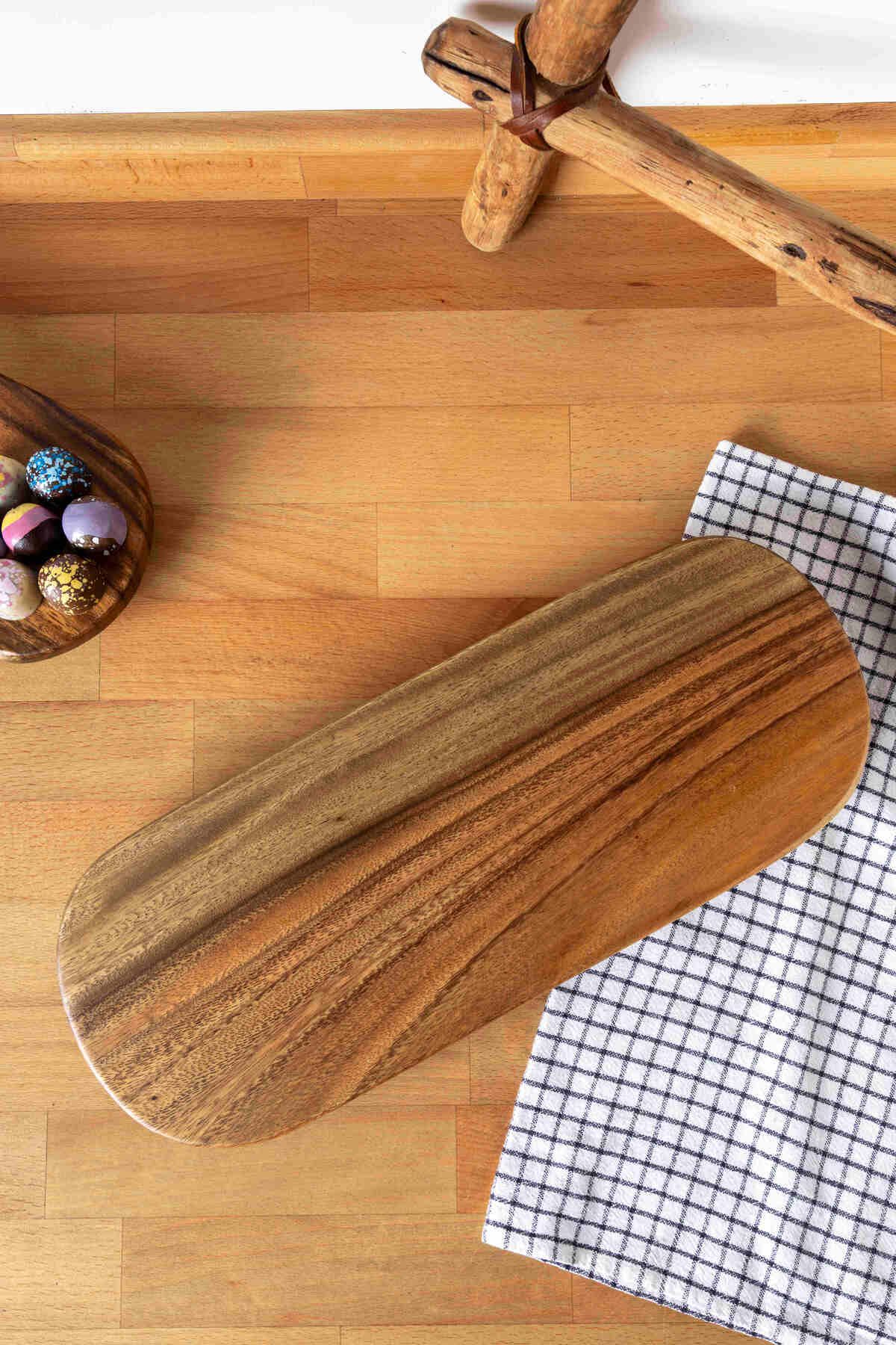 FH finehome Voli Akasya Ayaklı Oval Sunum Tahtası 40cm