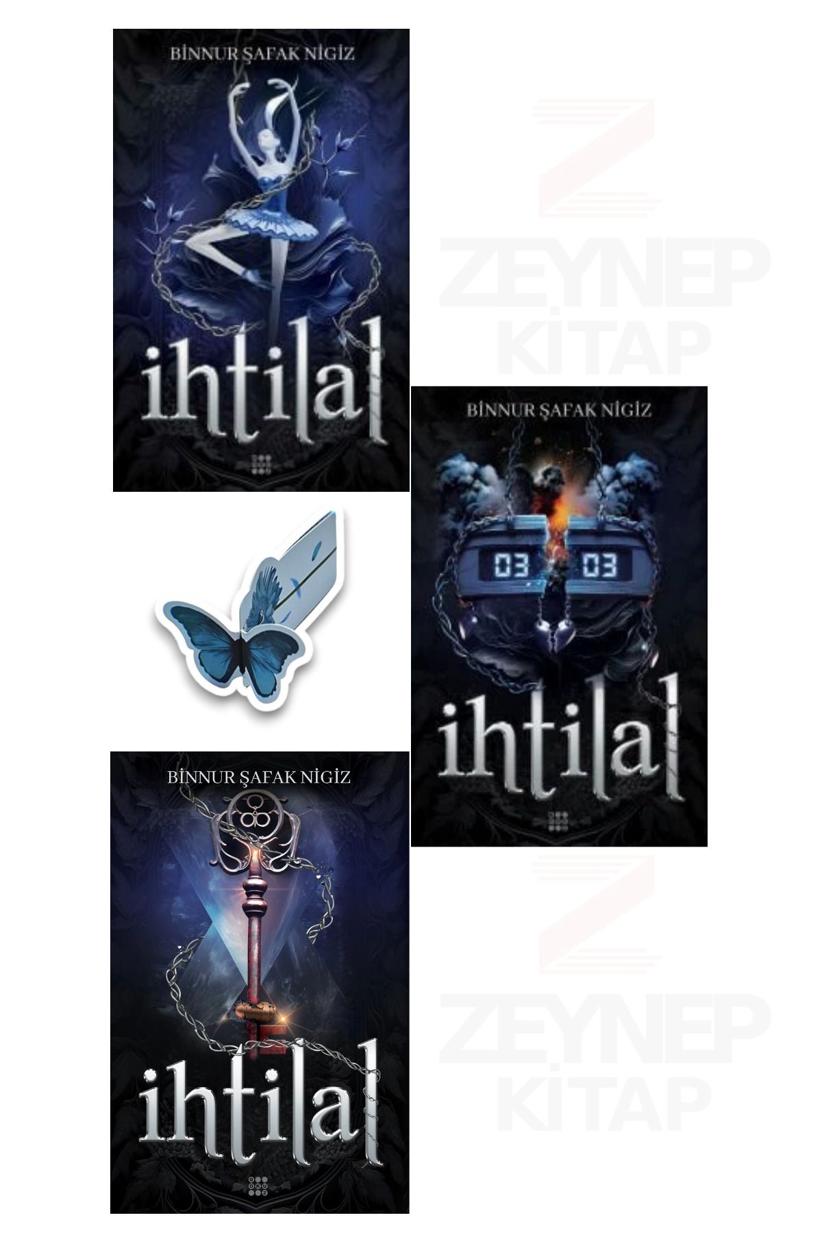 Dokuz Yayınları İhtilal Zelzele/Zede/Zerda 3'lü Seri (KARTONKAPAK) Özel Tasarım Kelebek Ayraç Hediye