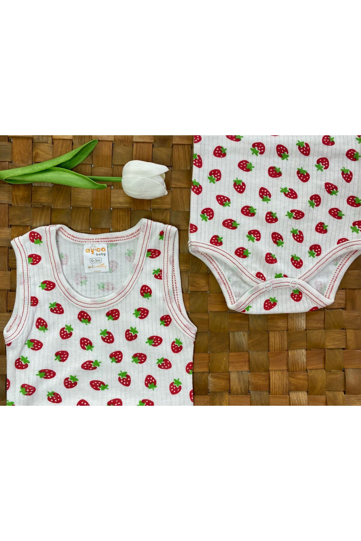 BİGÜMEX Fitilli Kalın Askılı Çıtçıtlı Bebek Body&Zıbın