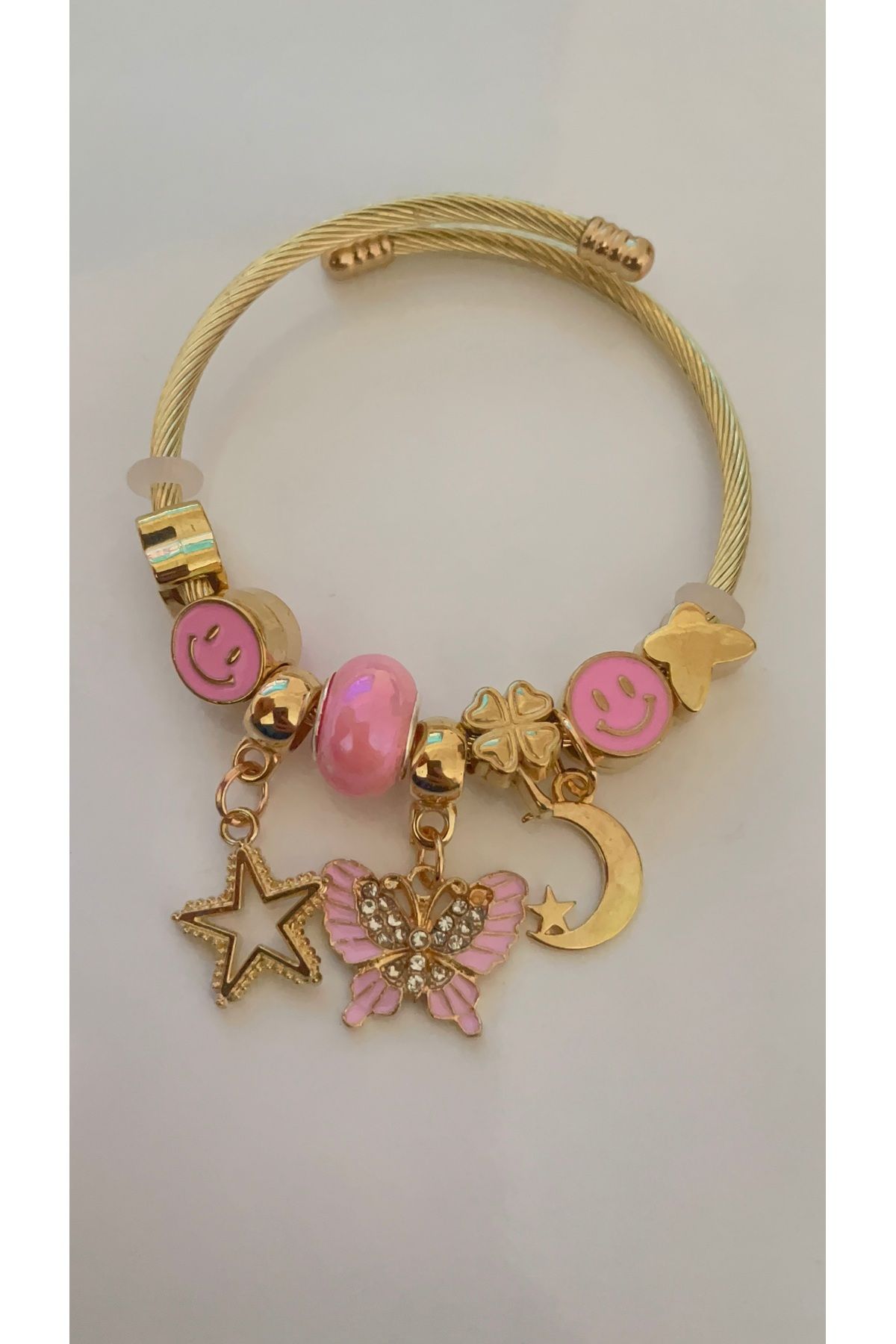 steelbijuteri Çelik gold renk charm bileklik