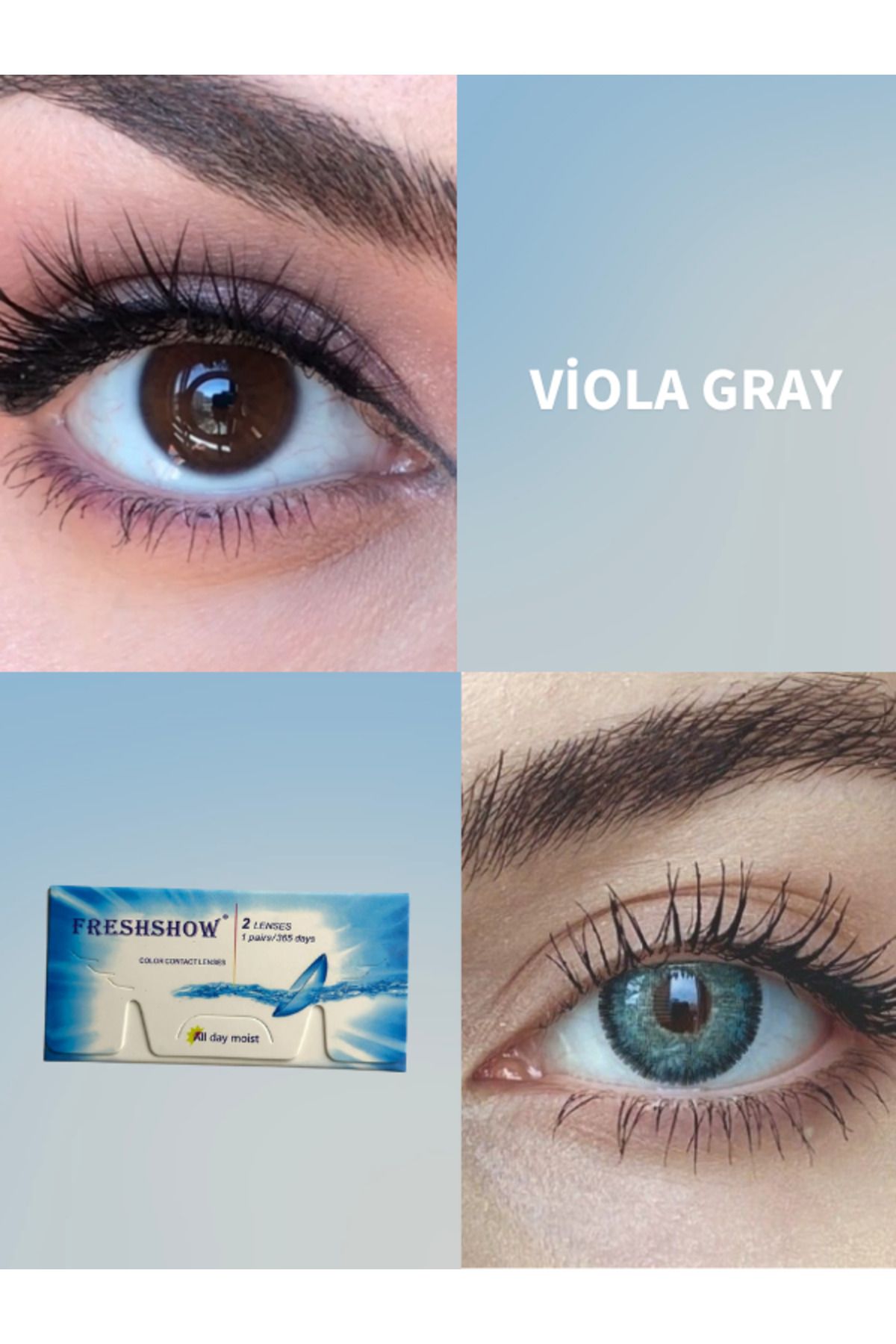 RABIR Viola Gray Yıllık Kirpik Lens Kabı ve Lens Solüsyonu