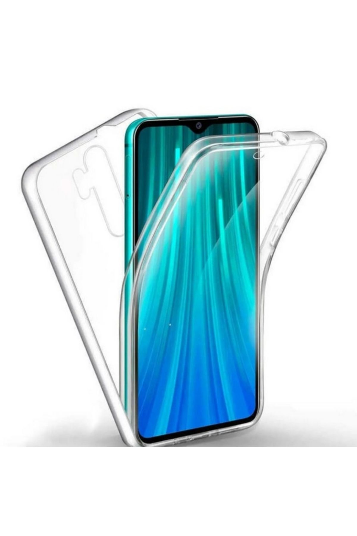 KılıfShop Xiaomi Redmi Note 8 Pro uyumlu Kılıf Ön Arka 360 Koruma Arka Sert Mika Ön Silikon Şeffaf