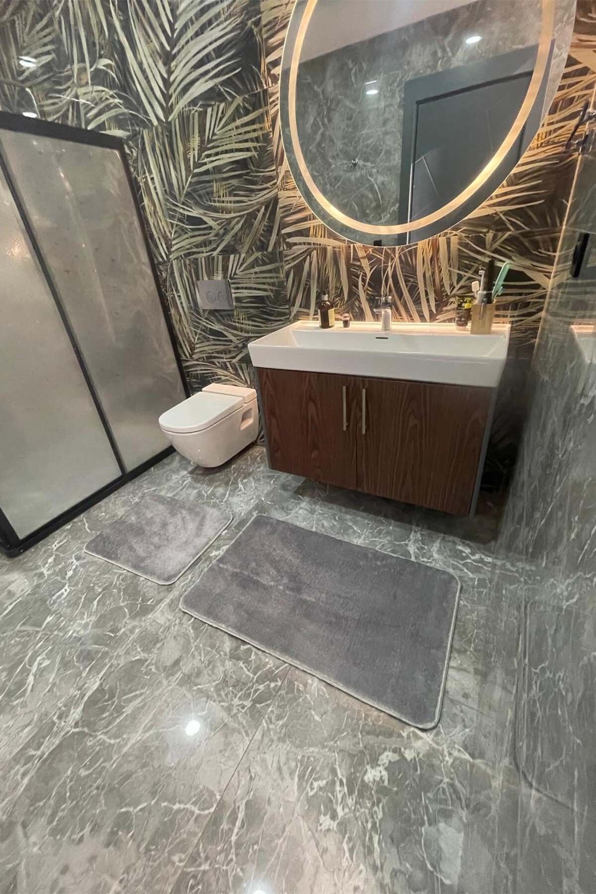 tropikal home-Σετ 2 πλενόμενη αντιολισθητική βάση μετά το μπάνιο Μοκέτα βελούδινο σετ τουαλέτας 2