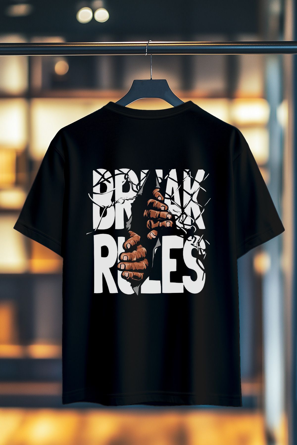 BookOrBook Break Rules %100 Pamuk Premium Kalite Sırt Baskılı T-Shirt