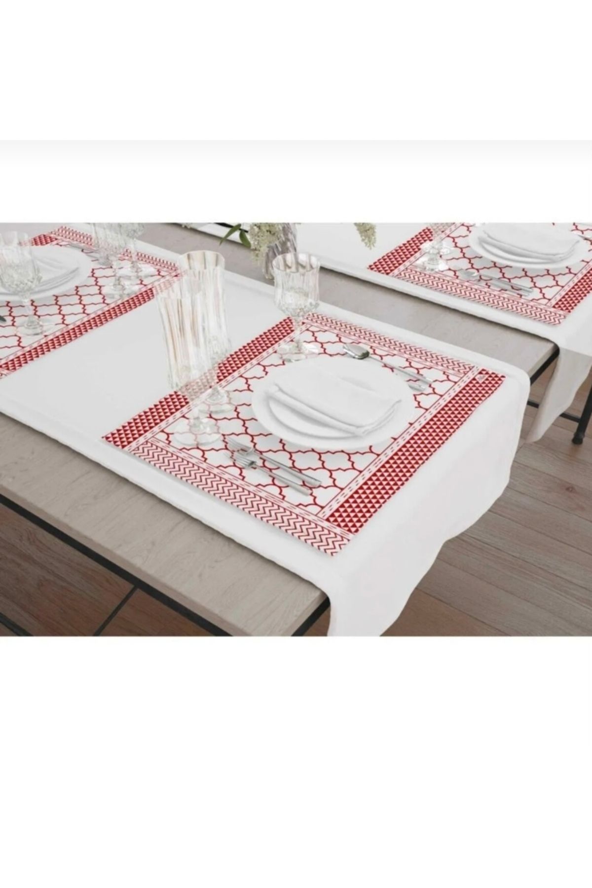 ACAR HOUSE The Mia Geometrik Desen Amerikan servis 6 lı set 50X35CM