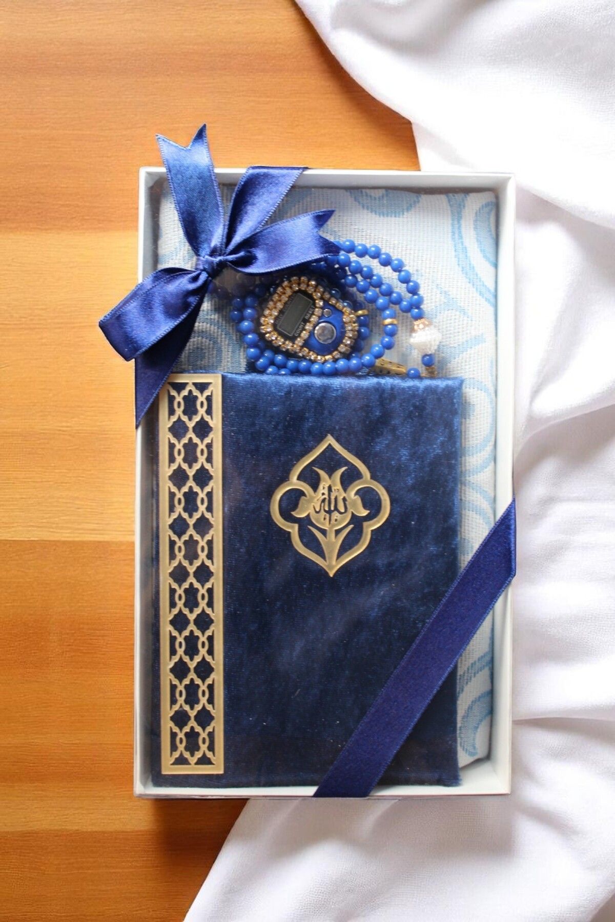 SALVUS Lüks Kadife Yasinli, Tesbihli, Seccadeli Set - Mevlit, Söz, Nişan, Hac, Umre Hediyelik