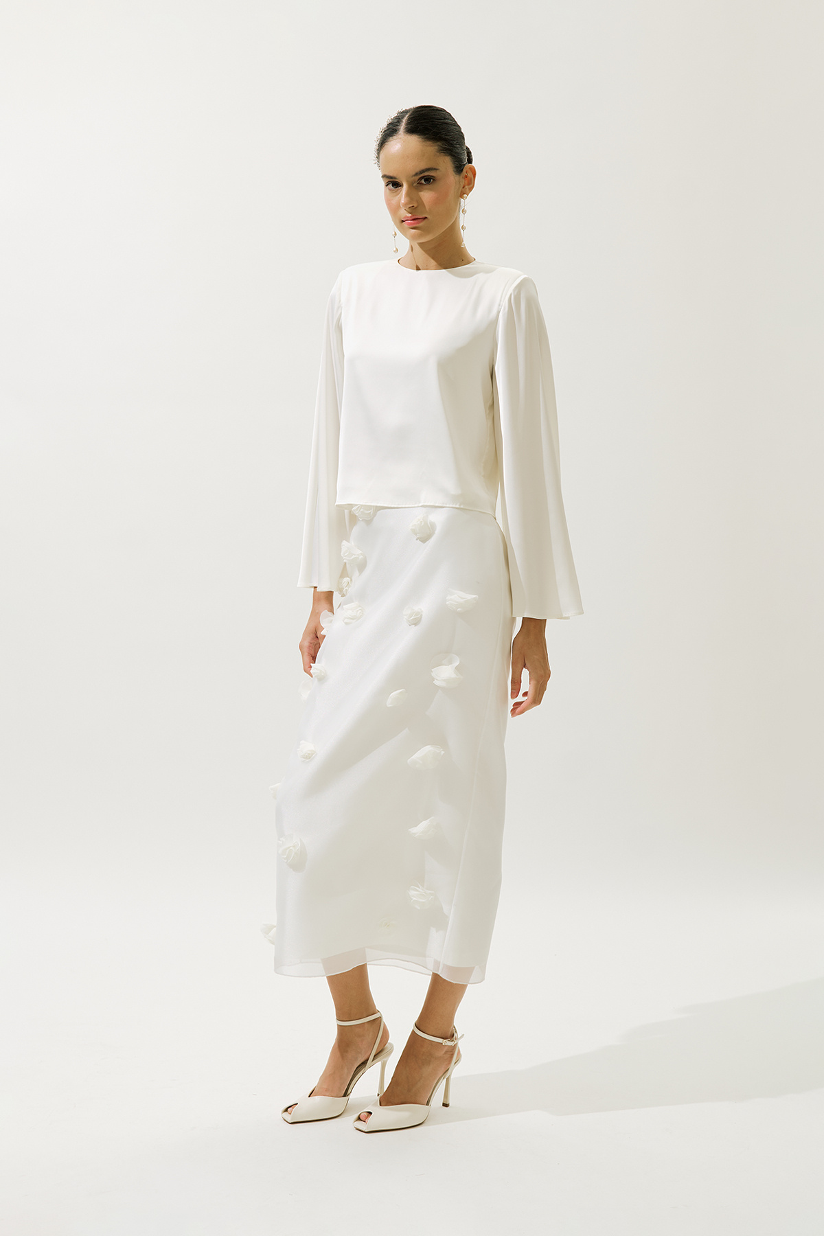 Manuka-Satin Wide Sleeve Bluz Ecru 6