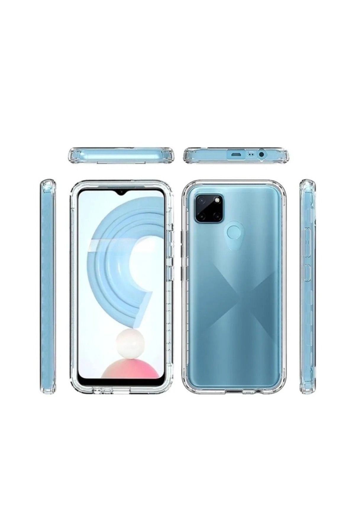 Apsuwa Realme C25y uyumlu Kılıf Ön Arka 360 Koruma Arka Sert Mika Ön Silikon Şeffaf