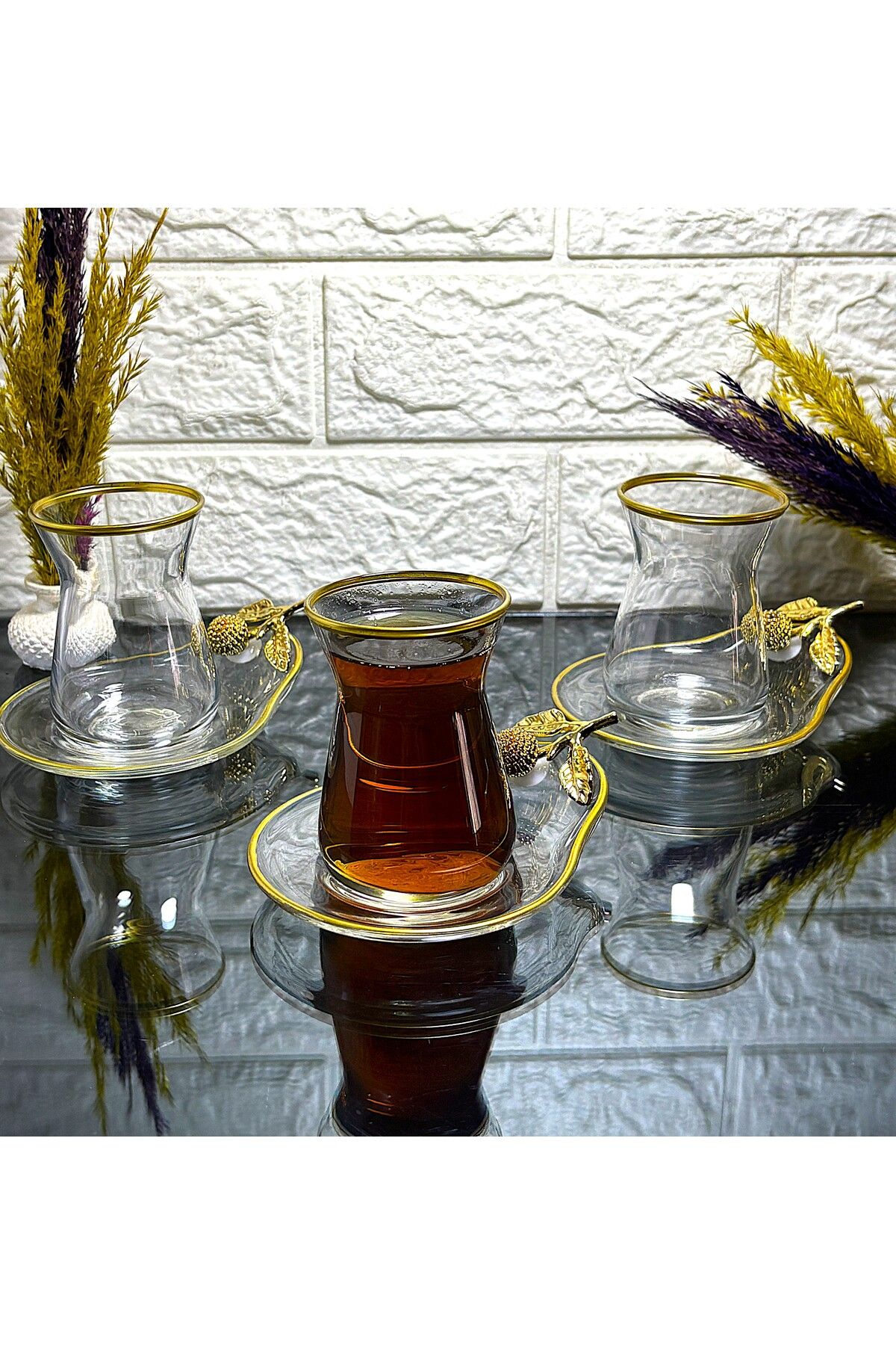 Ladwe Özel Seri 6'lı Çay Seti , Çay Takımı , Hediyelik , Çeyizlik Lüx Çay Seti