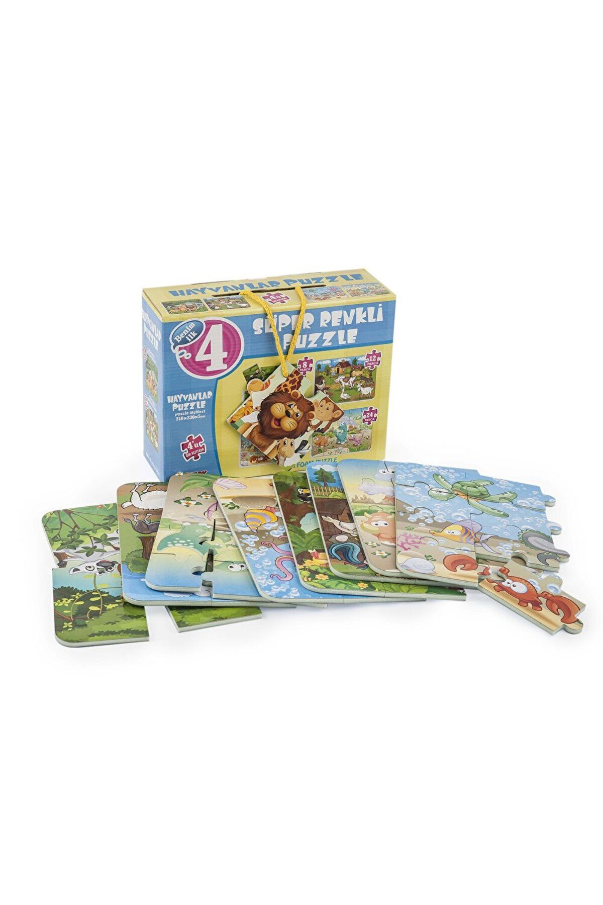 MATMEL Dıy Toy Hayvanlar Süper Renkli Puzzle 4ü 1 Kutuda