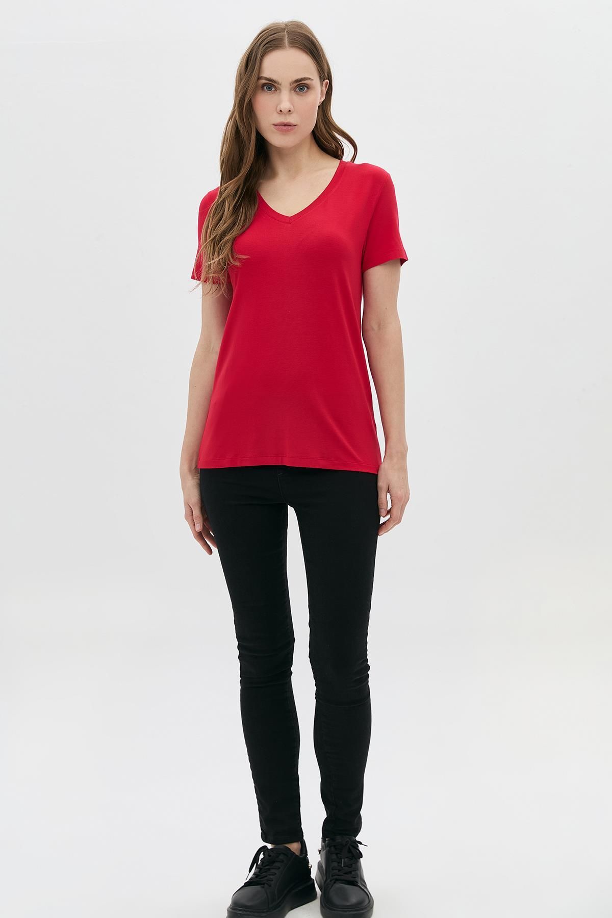 DAIDO Basic Viskon V Yaka T-Shirt