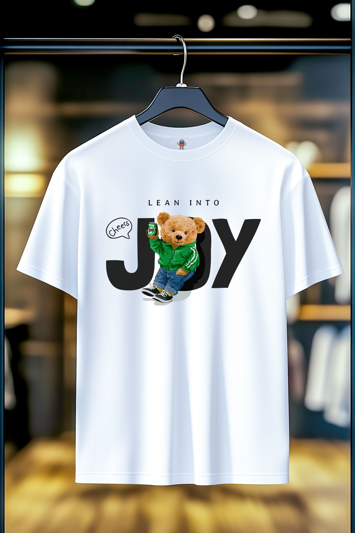 BookOrBook Lean Into Joy %100 Pamuk Premium Kalite Unisex T-Shirt