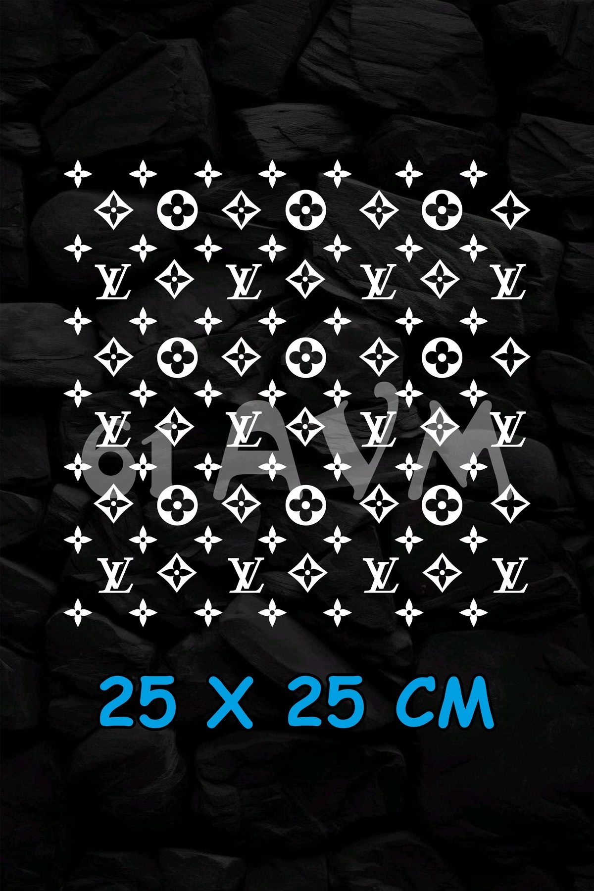 61 AVM LV Desen Sticker - Beyaz - 25x25 Cm - Araç -Motor - Laptop - Kask Etiket