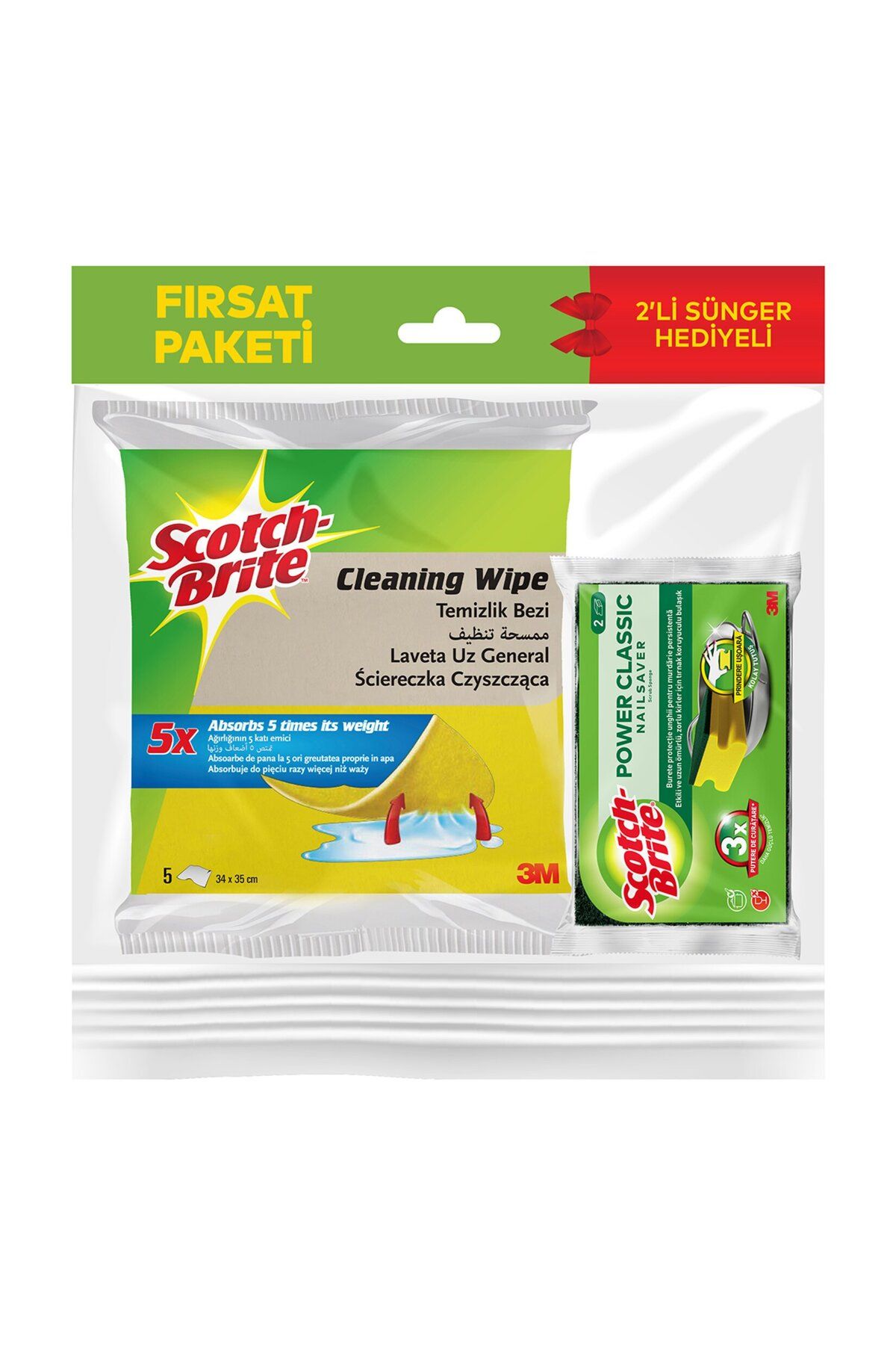 Scotch Brite 5'li Temizlik Bezi + 2'li Sünger
