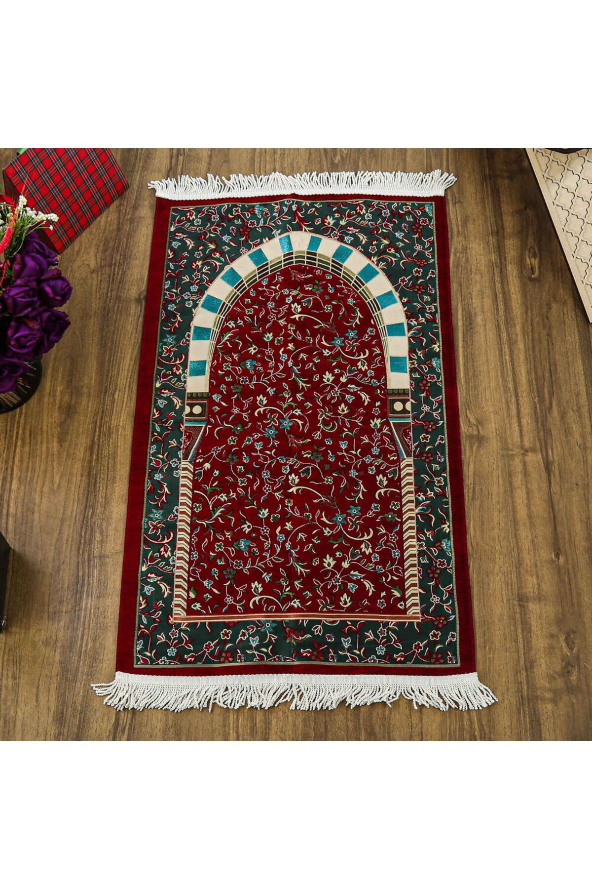 İkranur Ravza Lüks Şönil Seccade Bordo (68x120cm) 650 gr