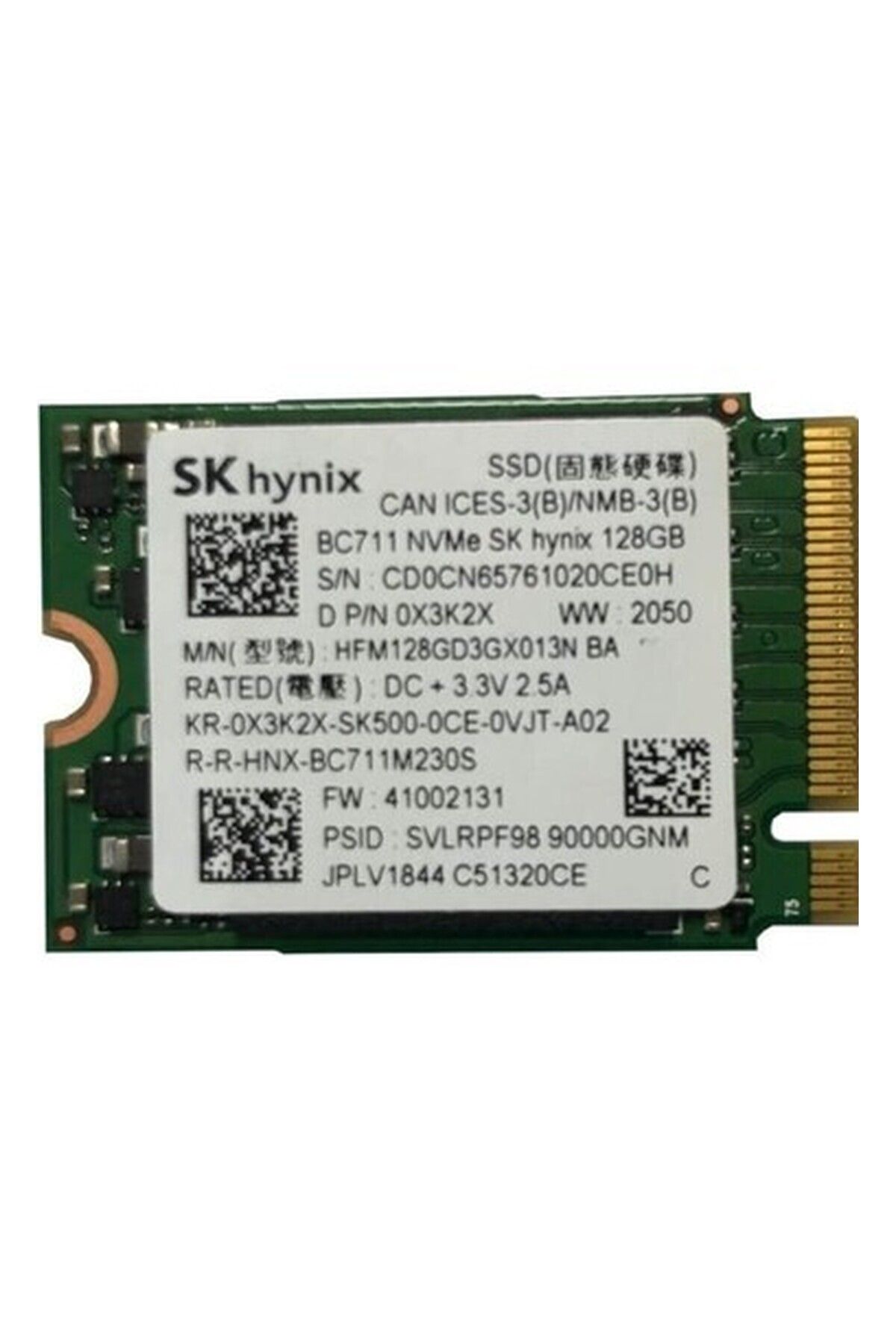 SK8TAPE Sk Hynix BC711 128GB Pcıe Nvme M.2 2230 Gen 3 x 4 SSD