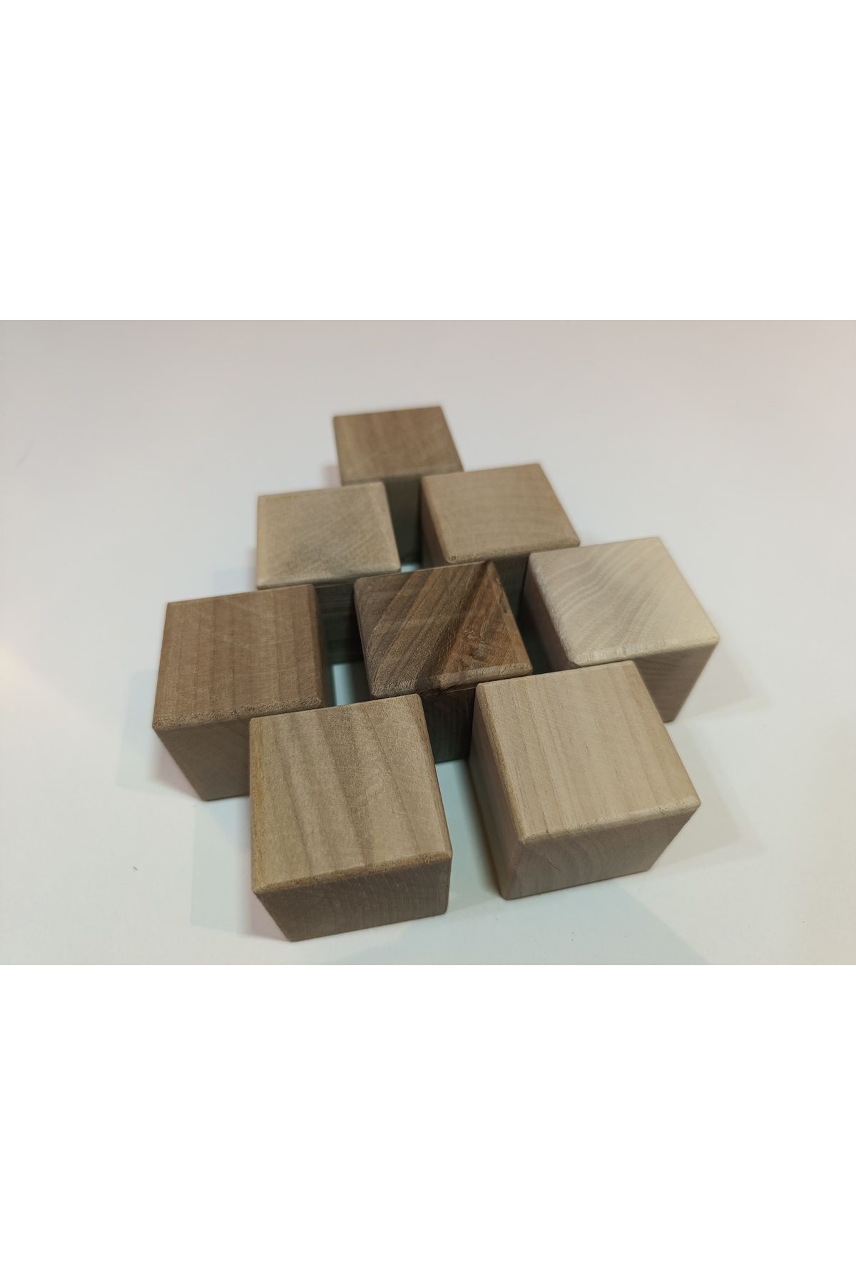 Mess Ahşap Küp Bloklar 4x4x4 cm Oyun, Dekor - 8 Adet