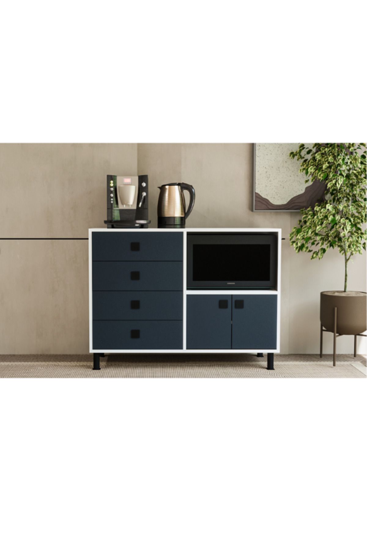 Nitro Furniture Carol Mutfak Dolabı – Ceviz & Antrasit Renk Seçenekli, 4 Çekmeceli + 2 Kapaklı Bölme, Modern Tasarım
