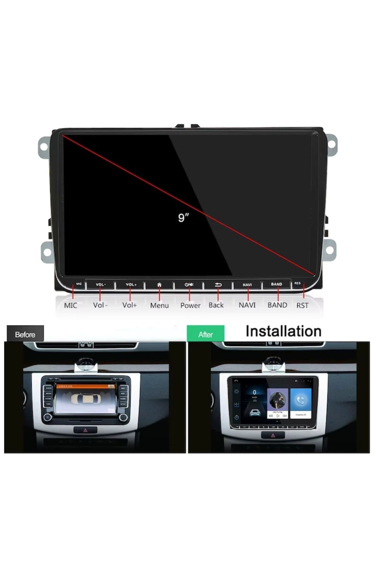 OEM-Android Navigation System CarPlay, 4GB RAM, Display 9 inches, 8-Core 3