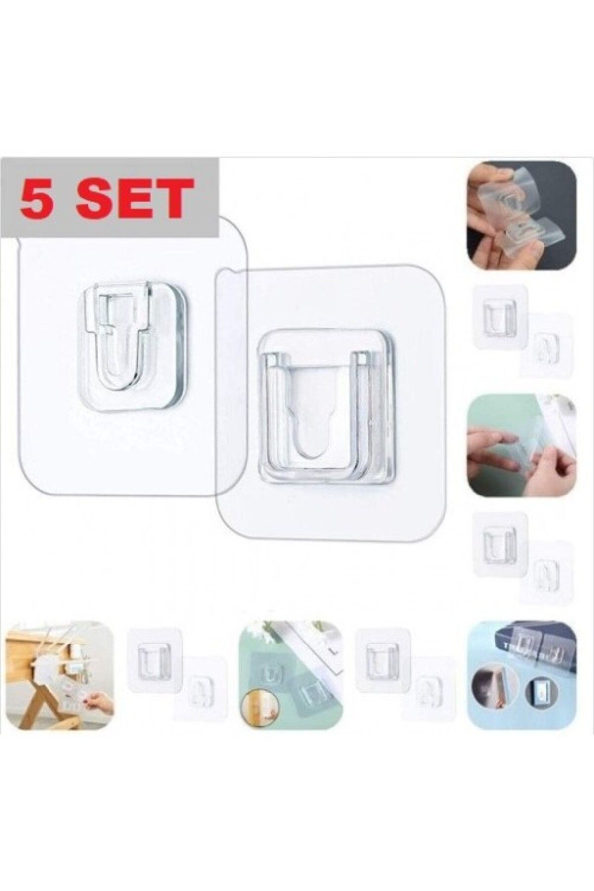 Zayla Geçmeli Klips Eşya Sabitleme Askısı 5 Set