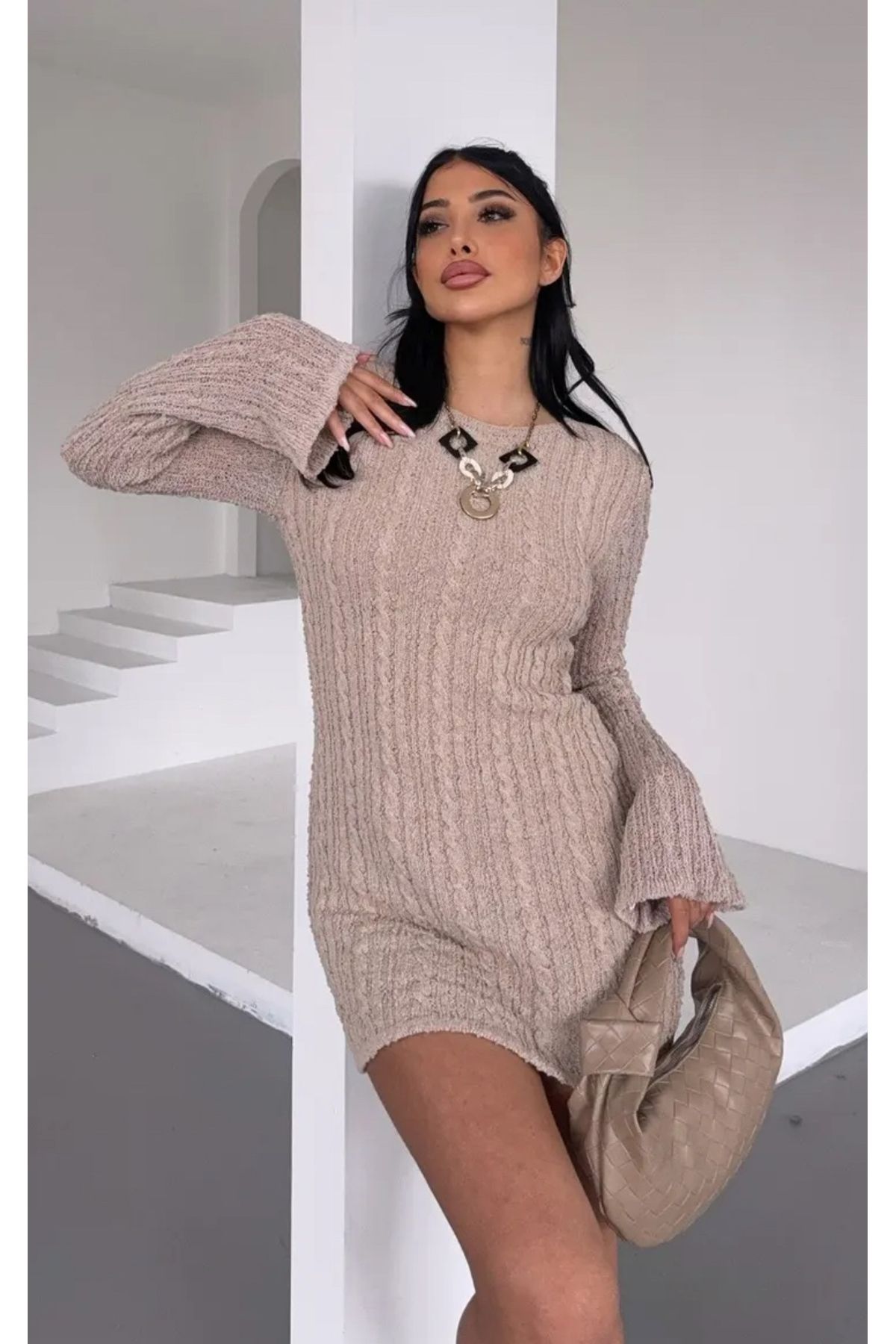 Noi Belis İspanyol Kol Sırt Dekolte Detaylı Mini Boy Yazlık Elbise SS25EL0014