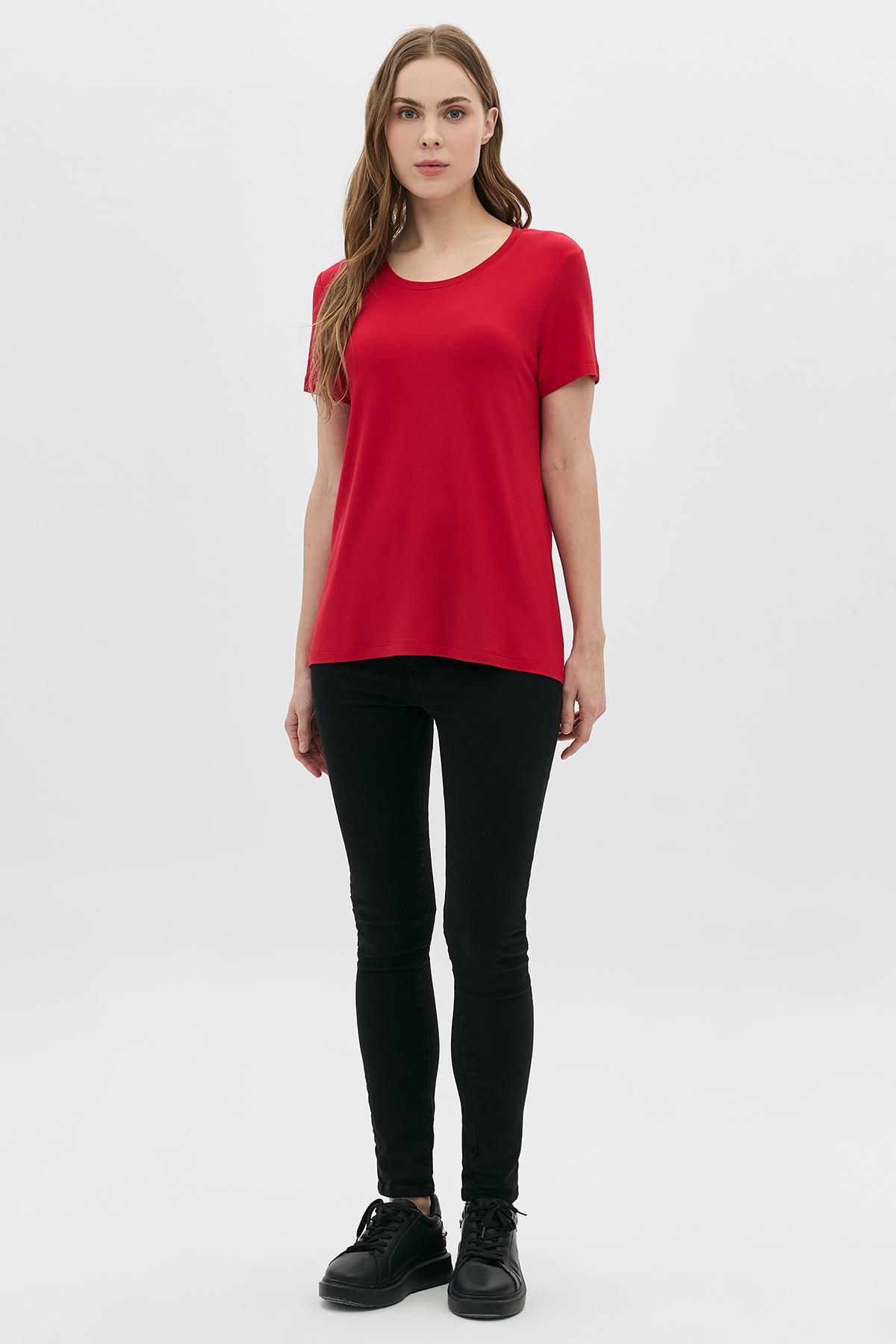 DAIDO Basic Viskon Sıfır Yaka T-Shirt