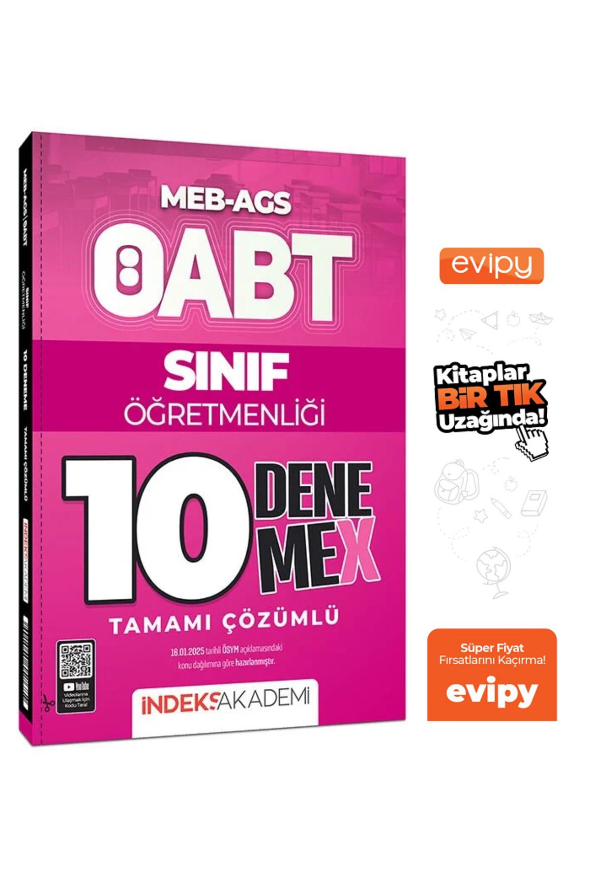 İndeks Akademi 2025 ÖABT MEB-AGS Sınıf Öğretmenliği 10 DenemeX Çözümlü Ayraç Hediyeli