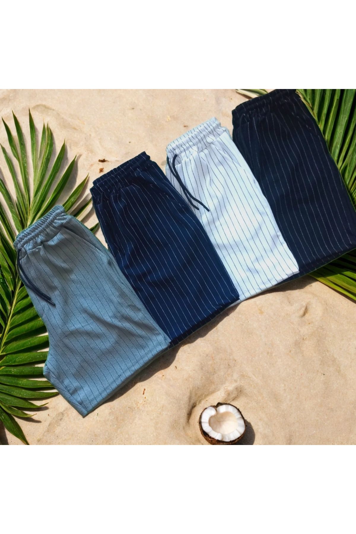 Fifty Color Alaçatı Stili, Premium Kalite, Krep Kumaş, Çizgi Detaylı, Unisex Şort