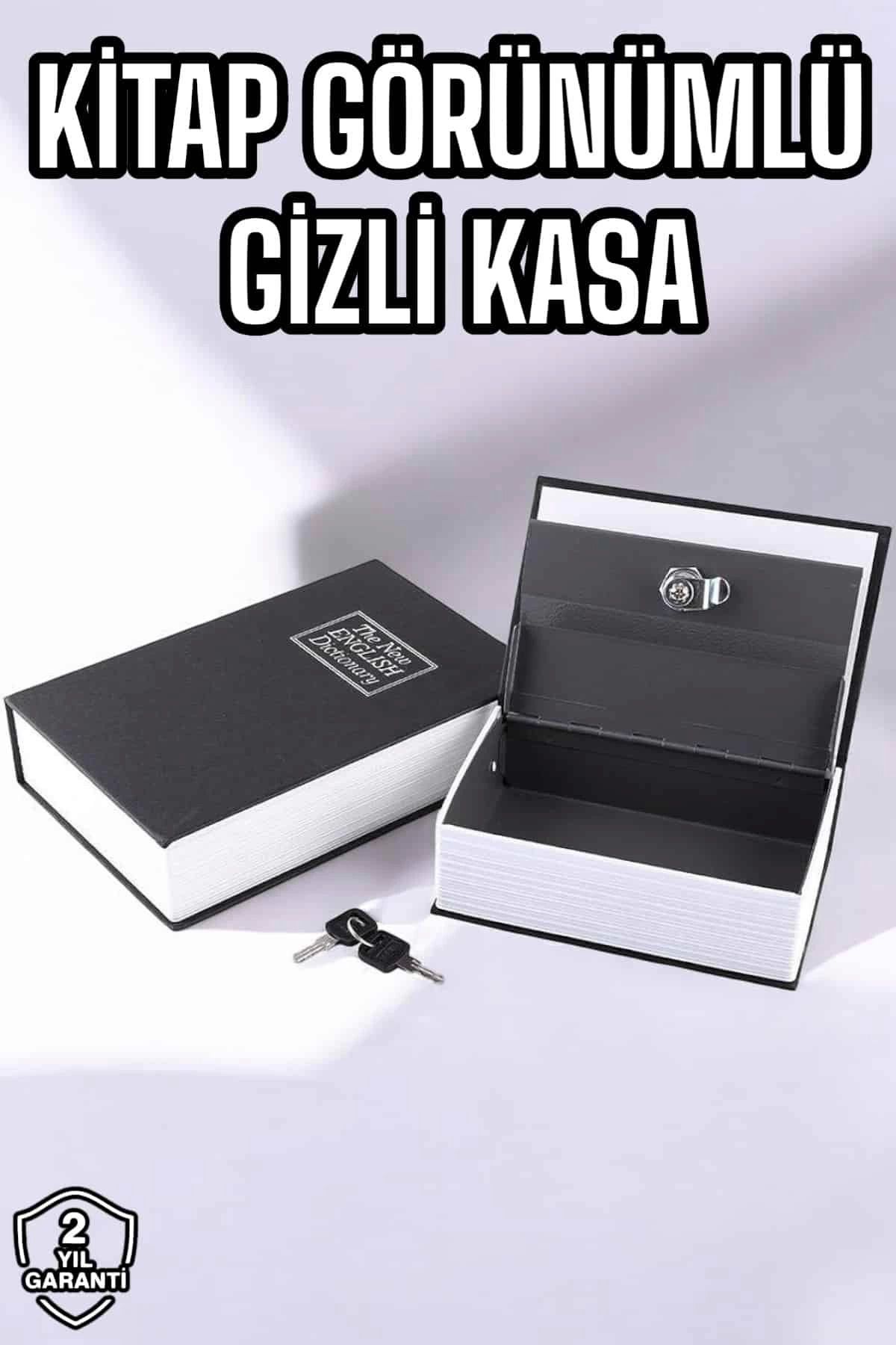 Silahlı Tower Büyük Boy Anahtarlı Kitap Görünümlü Gizli Kasa Çelik Kasa Altın Kasası