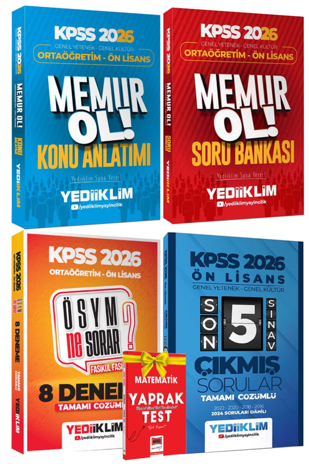 Yediiklim Yayınları 2026 Yediiklim KPSS Ortaöğretim Ön Lisans Konu Anlatım+Soru Bankası+Deneme+Ön Lisans Çıkmış Sorular