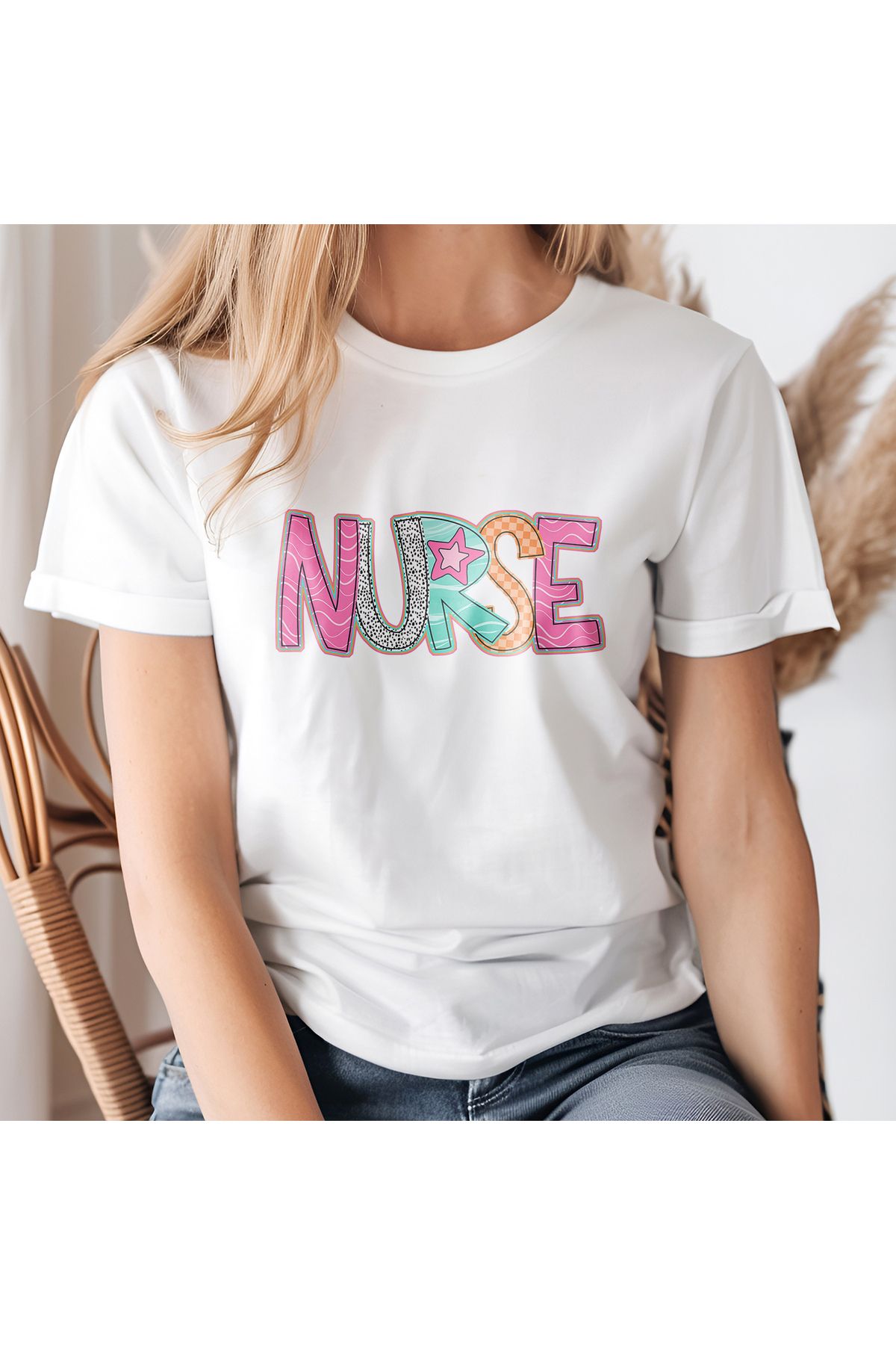 giftkonsept Nurse Hemşire Hediyelik %100 Pamuklu Regular Beyaz Tişört