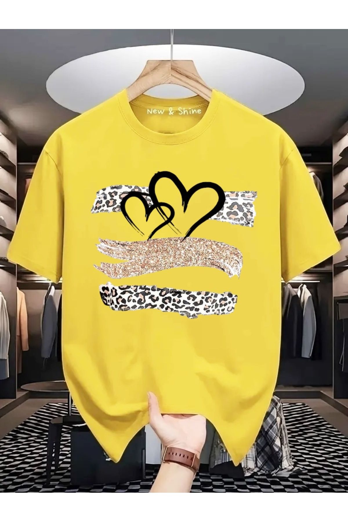 New Shine Kalpler Baskılı Oversize T-Shirt