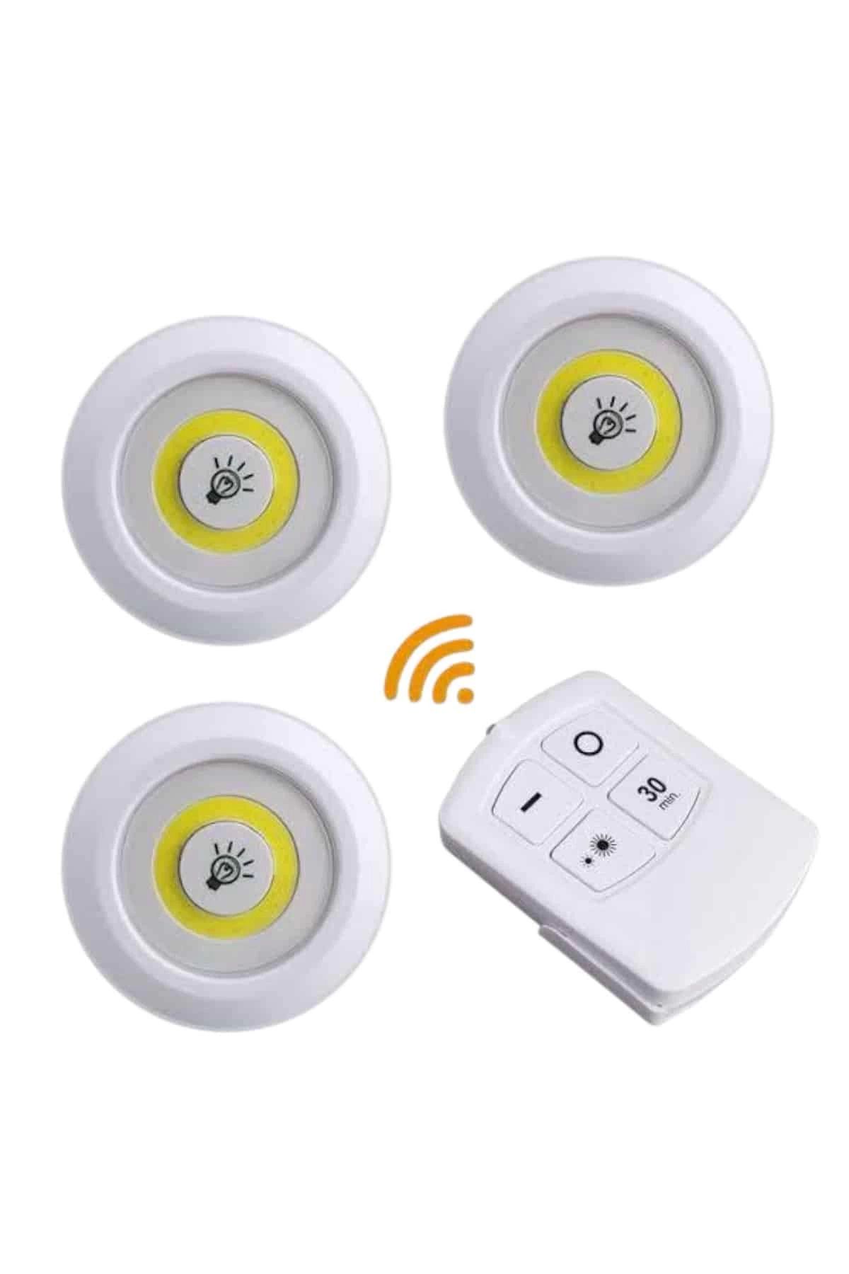 Heez Led Lamba 3'lü Uzaktan Kumandalı Yapışkanlı
