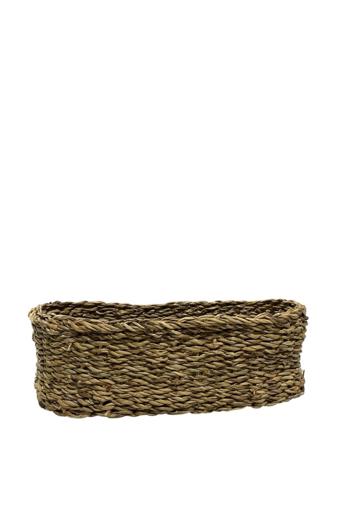 CasaLinda Hasır Dikdörtgen Çok Amaçlı Sepet 40x22x12 cm 5014
