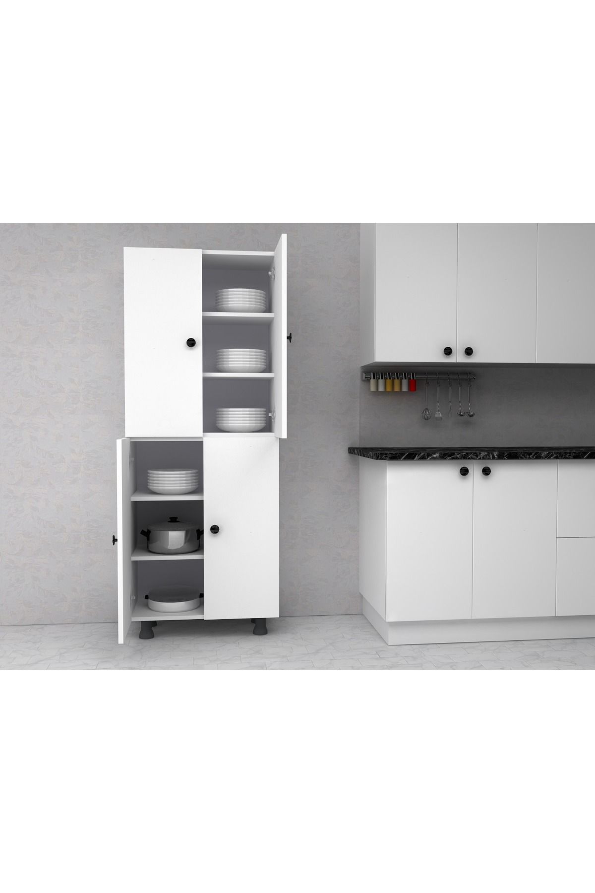 zerkaconcept Altay 6 Raflı Çok Amaçlı Mutfak Banyo Ayakkabılık Dolabı 50 Cm