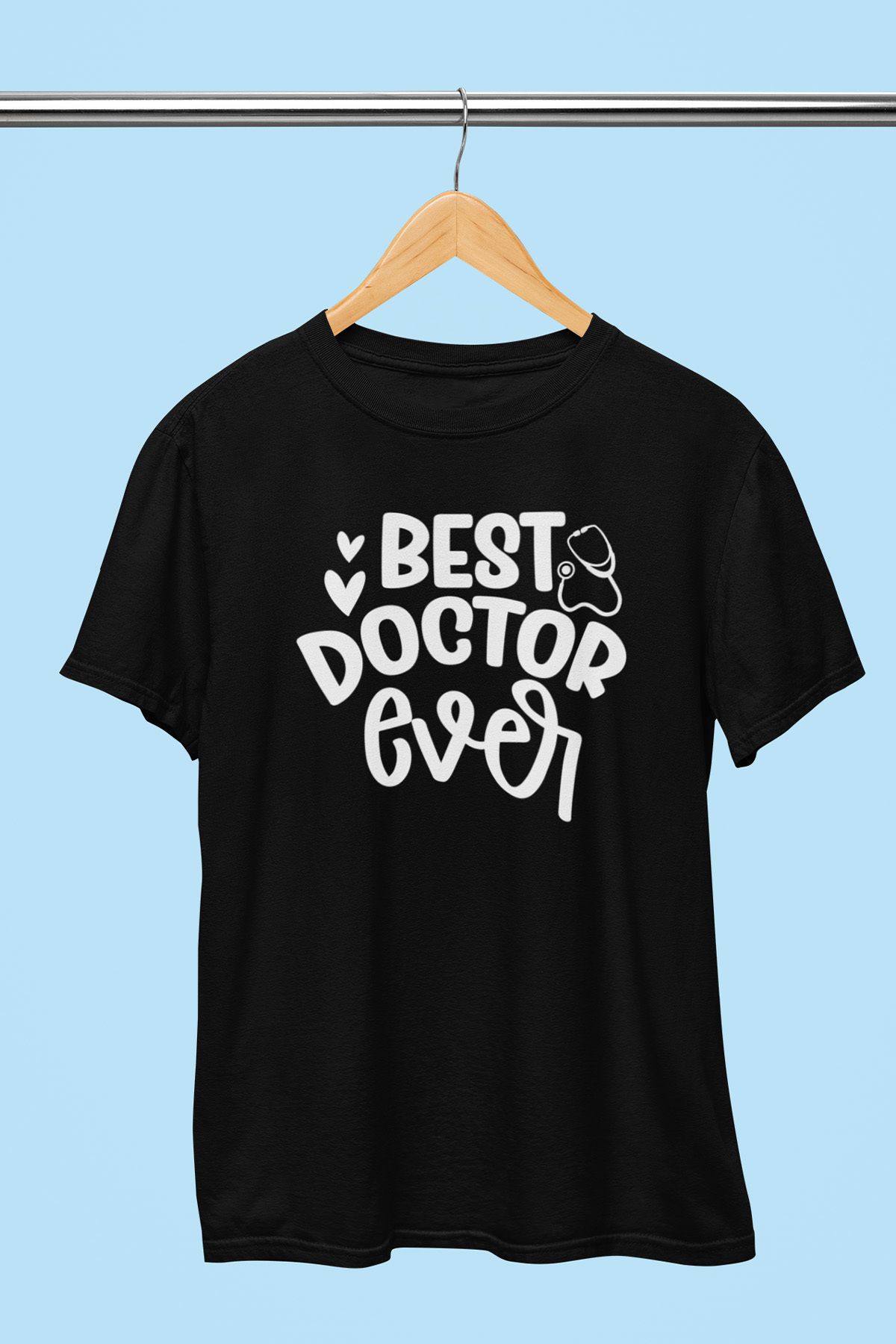 giftkonsept Best Doctor Ever Doktor Hediyelik %100 Pamuklu Regular Siyah Tişört