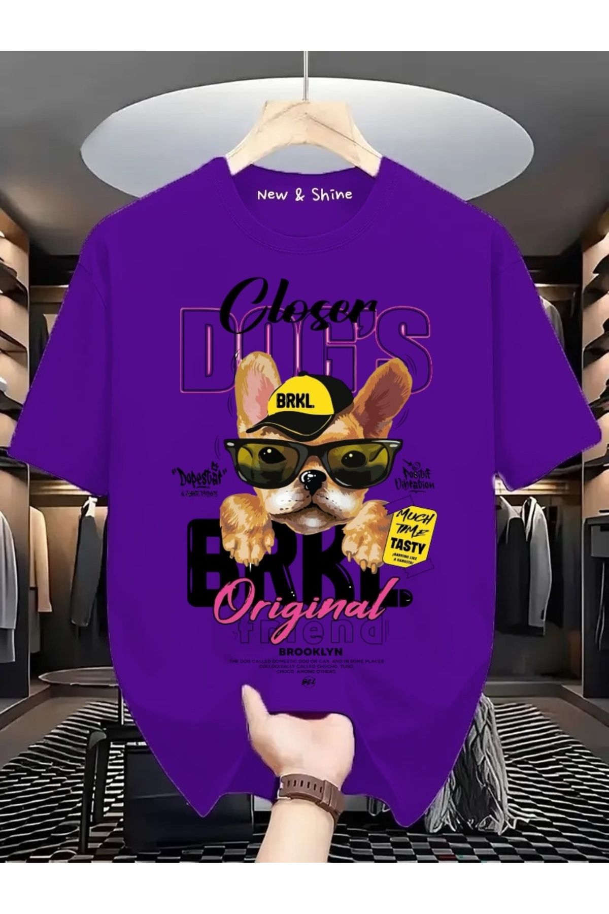 New Shine Köpek Baskılı Oversize T-Shirt