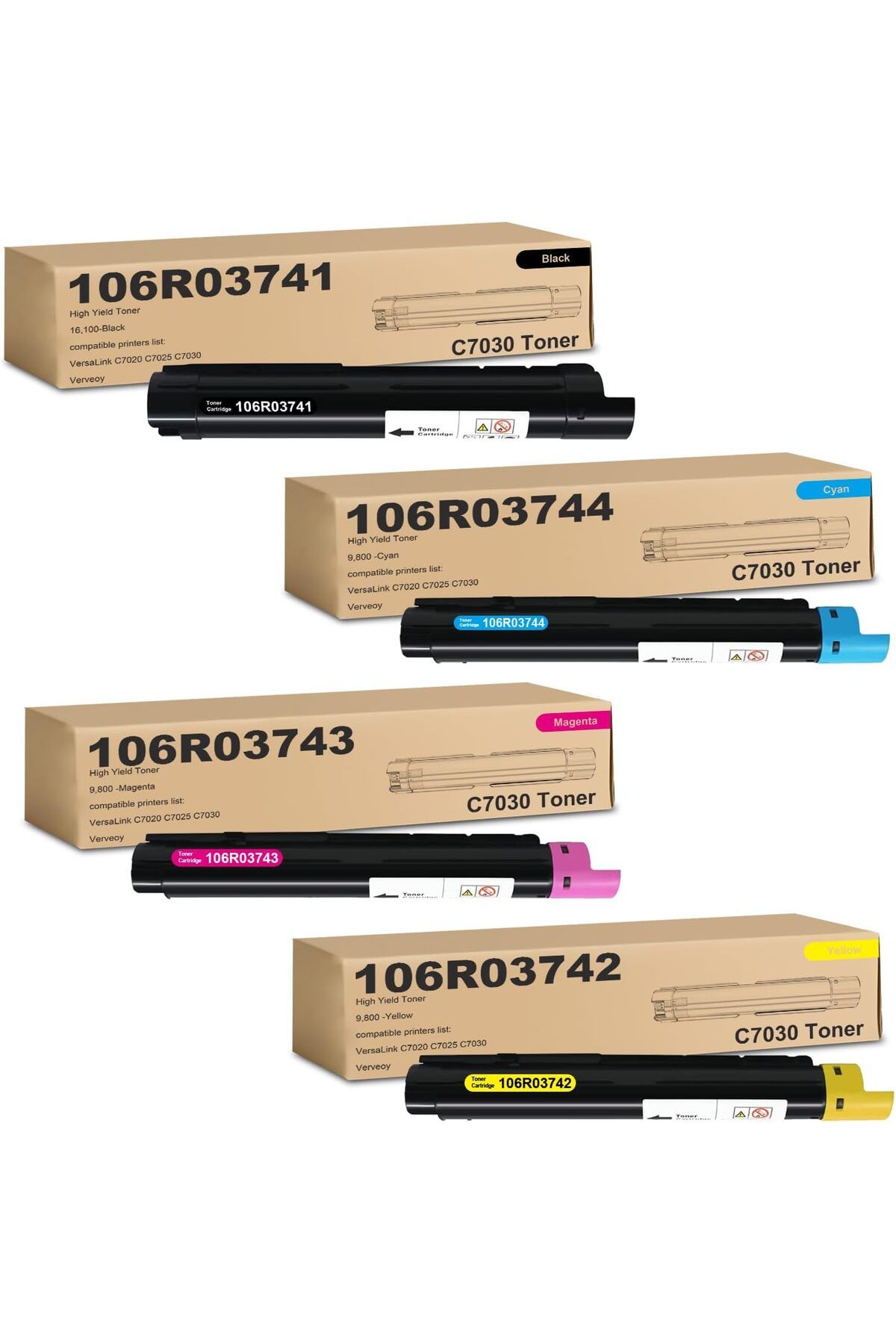 Xerox MUADİL C7020 C7025 C7030 Printer (4-Pack, Black/Cyan/Magenta/Yellow)